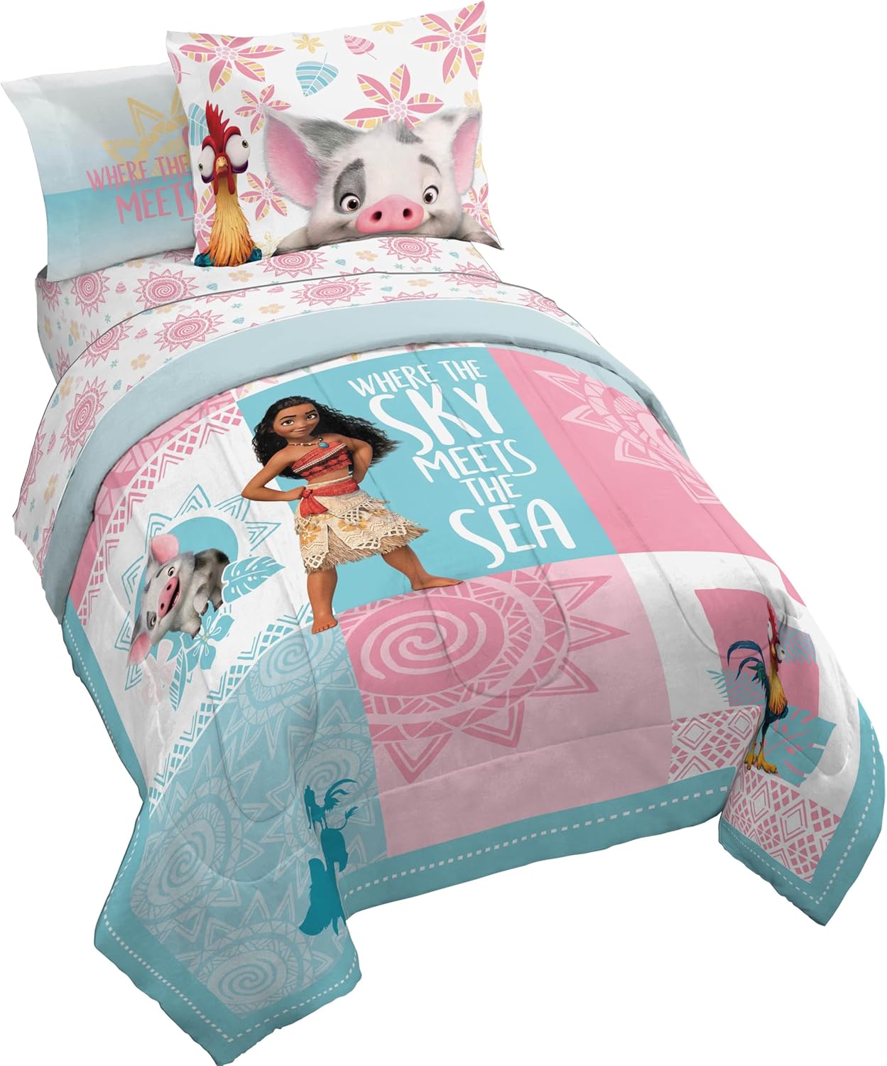 Disney Moana Twin Comforter Set with Pua and HEI HEI Design