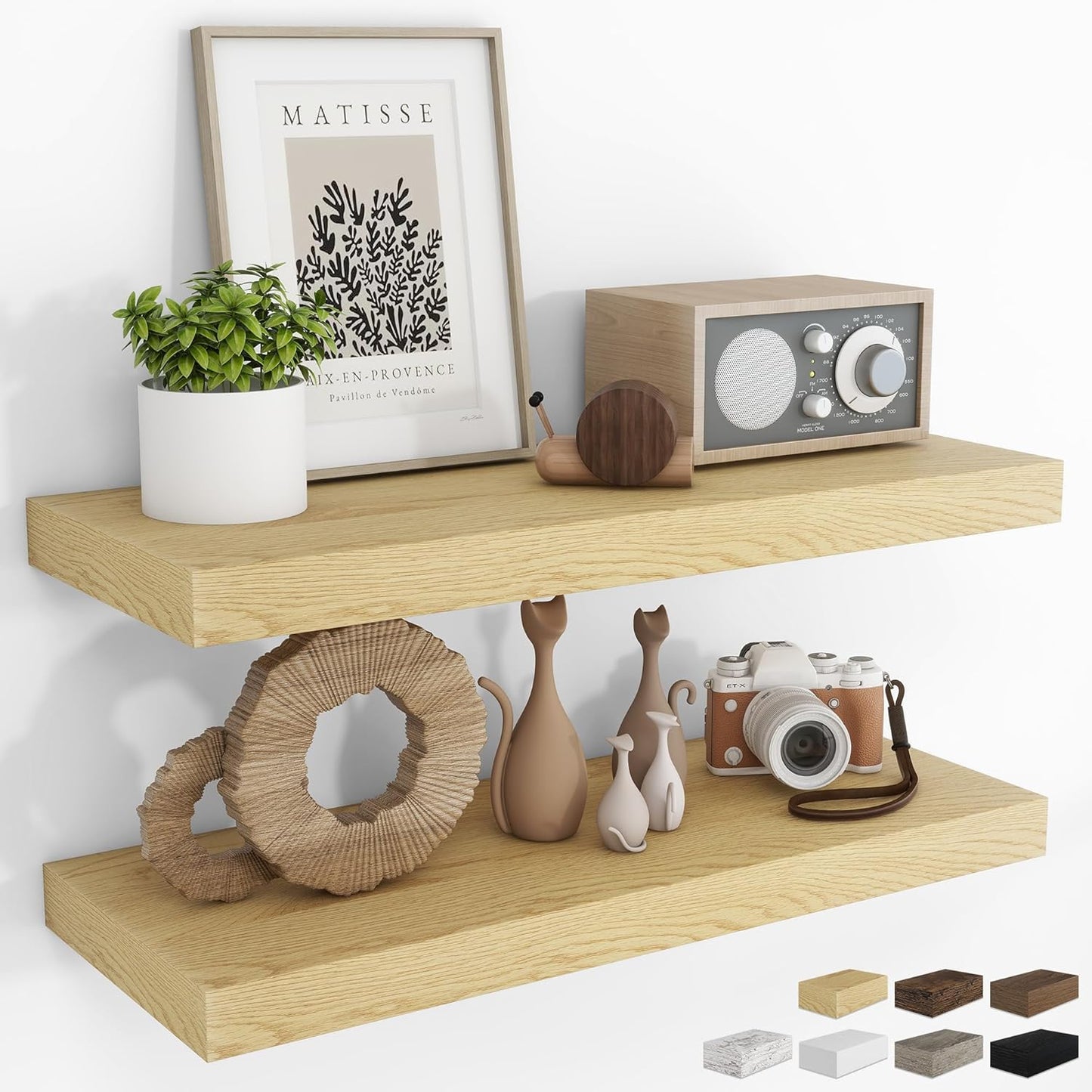 31.5Inch Floating Shelves for Wall - Rustic Wood Storage Solution