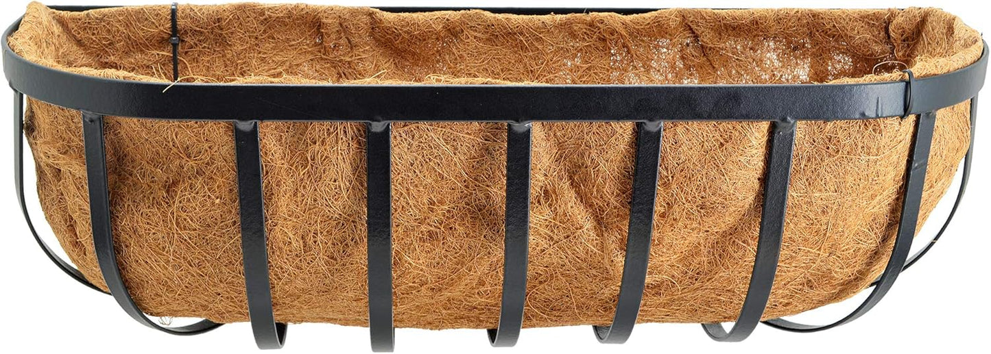 24-Inch Wall Trough Planter with Natural Coconut Liner