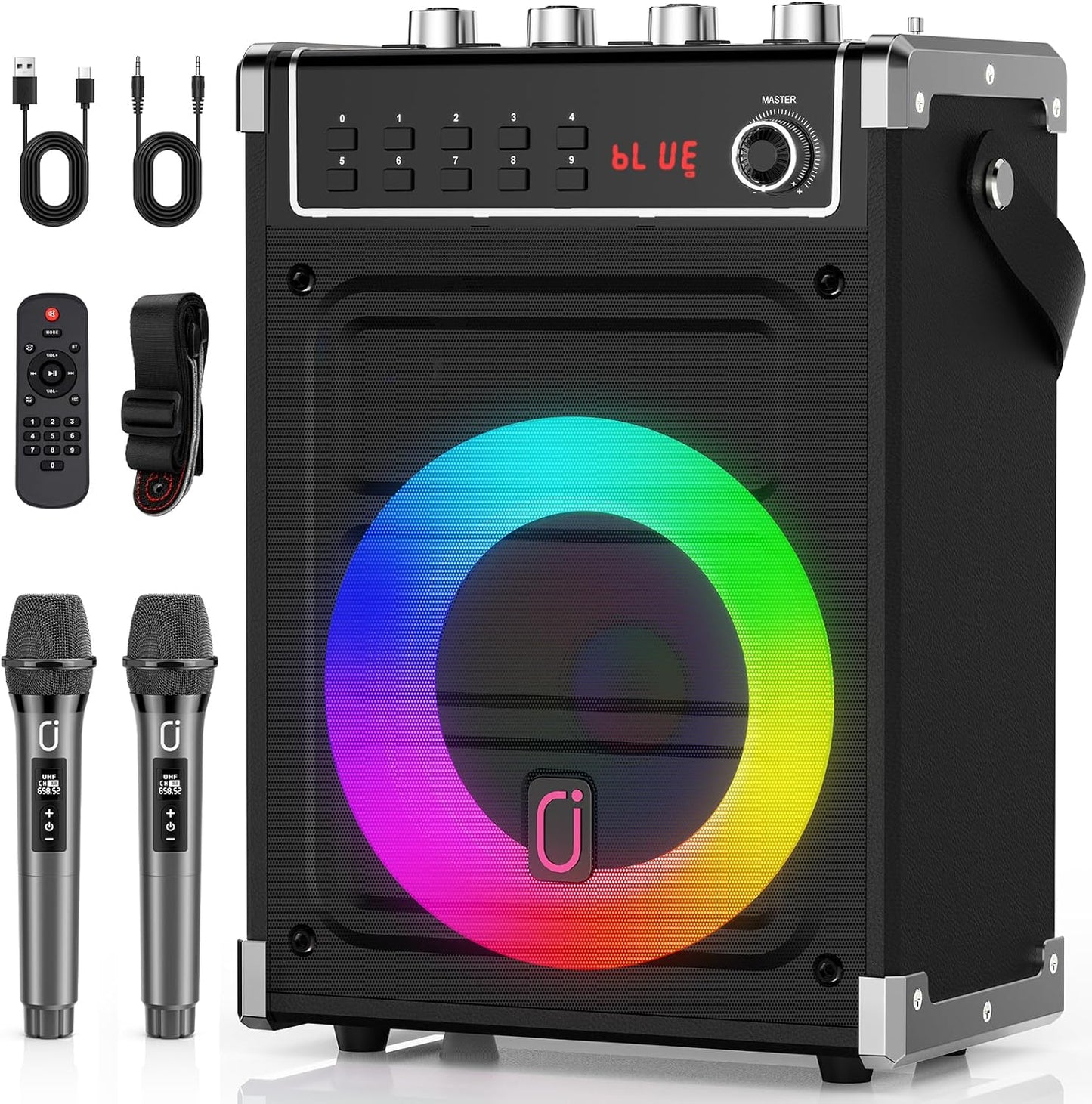 JYX Karaoke Machine with 2 Wireless Microphones for Parties