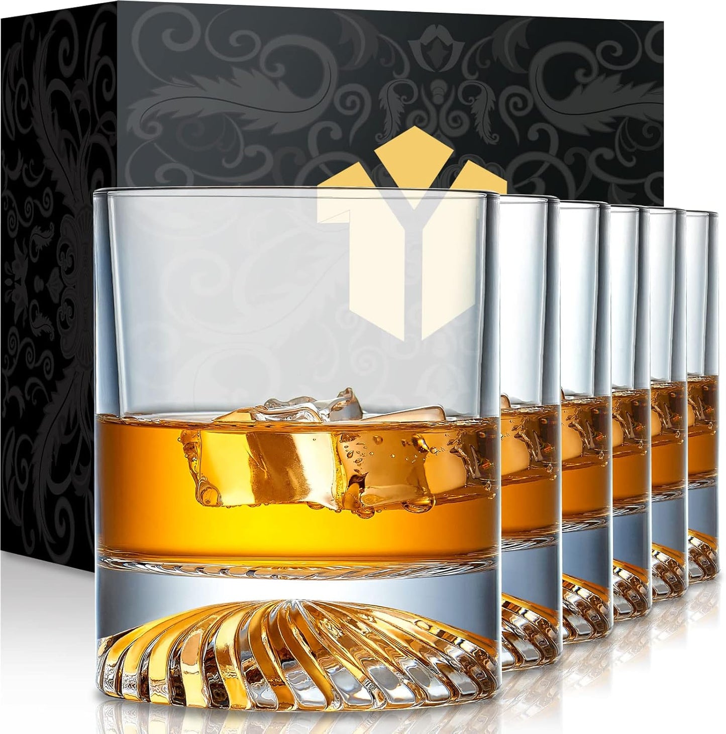 Whiskey Glasses Set of 6 - Perfect for Bourbon and Cocktails