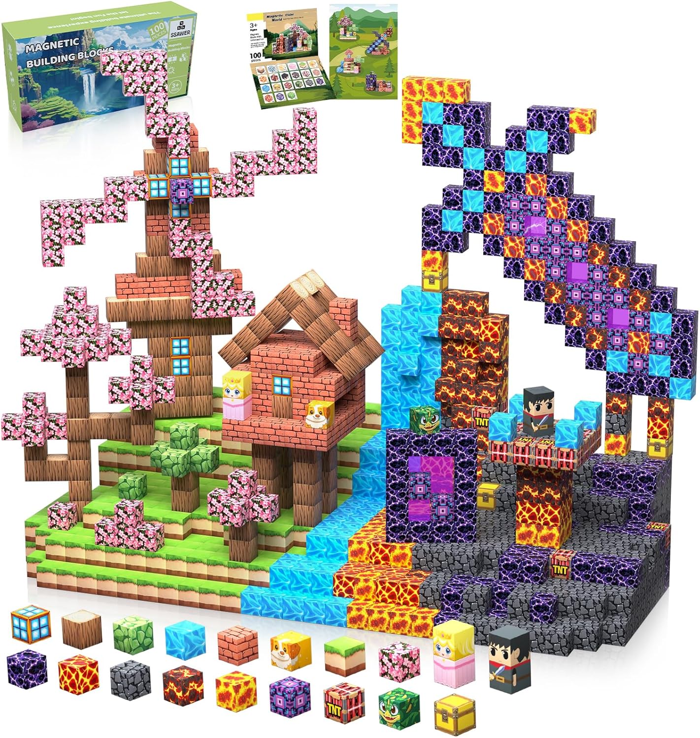 Magnetic Blocks by SSAWER: 100PCS Building Tiles Set