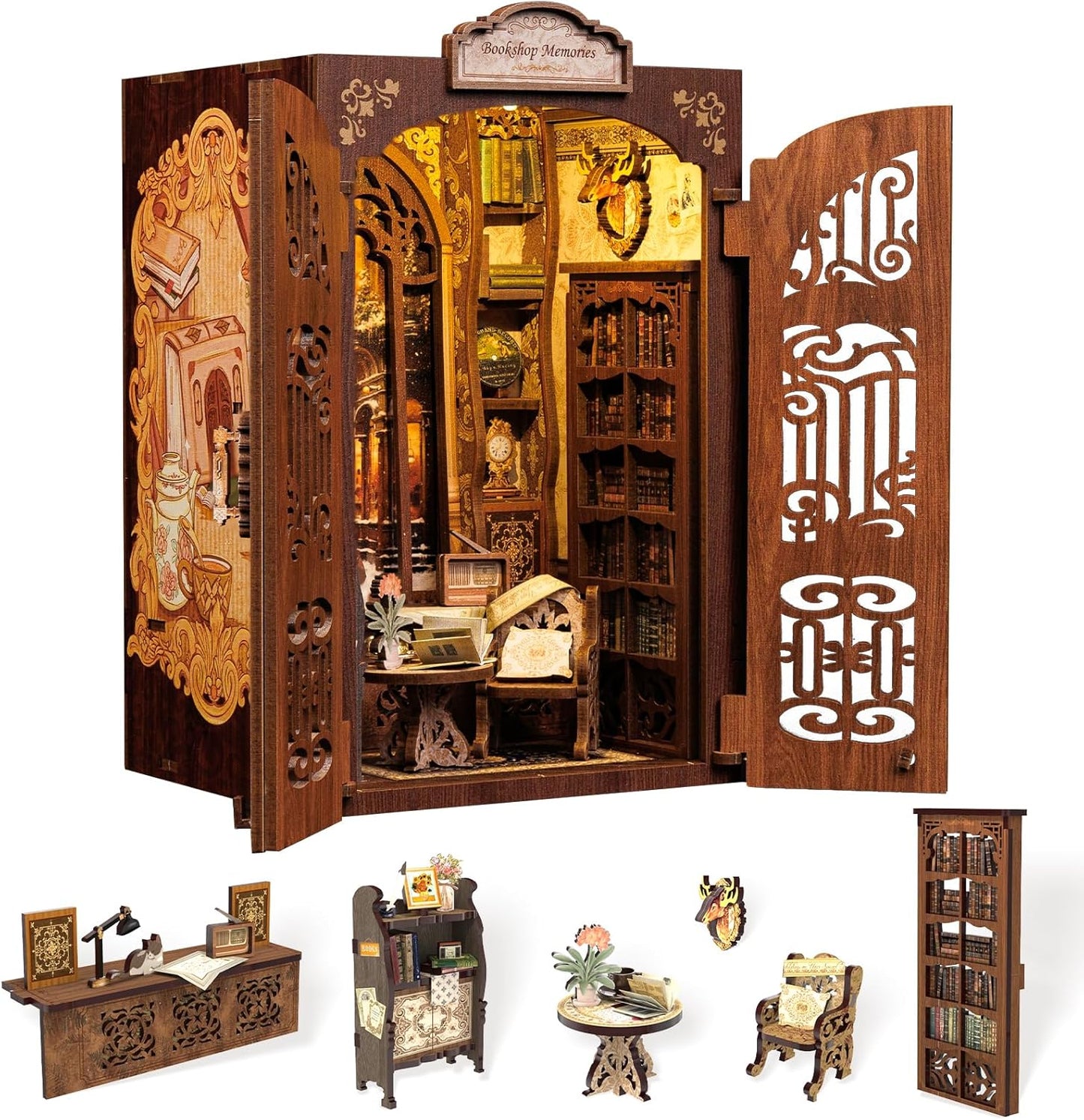 Cutefun Book Nook Kit - DIY Miniature Dollhouse for Book Lovers