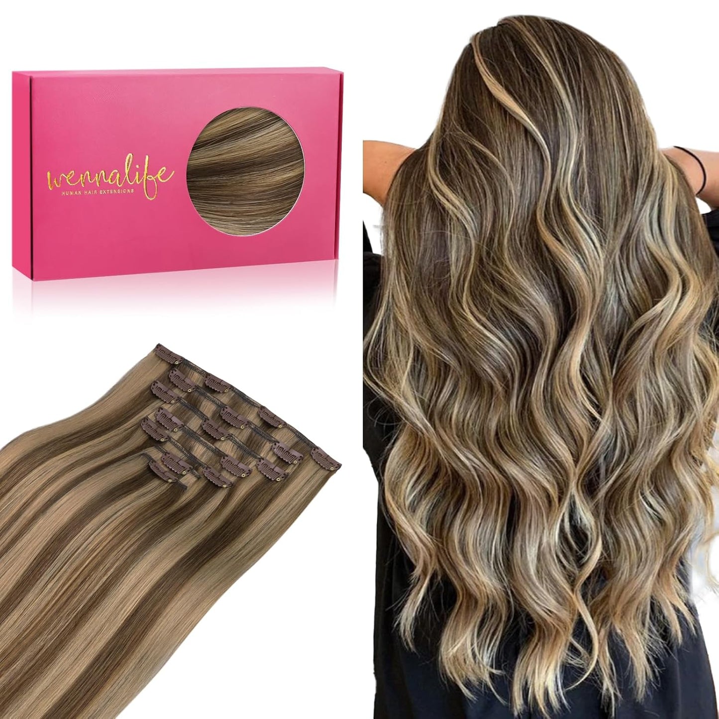 WENNALIFE Clip in Hair Extensions for Stunning Volume & Length