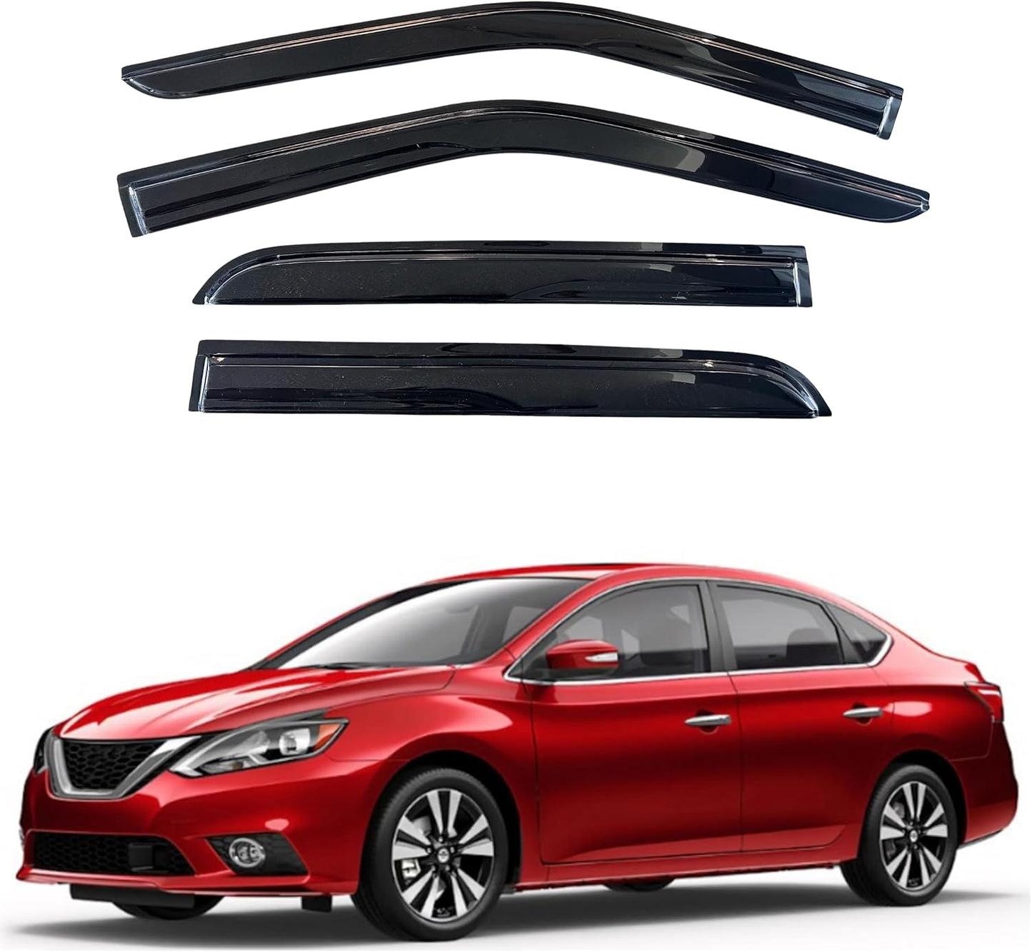 KPY Window Visor for Nissan Sentra 2013-2019 - Rain Guard Set