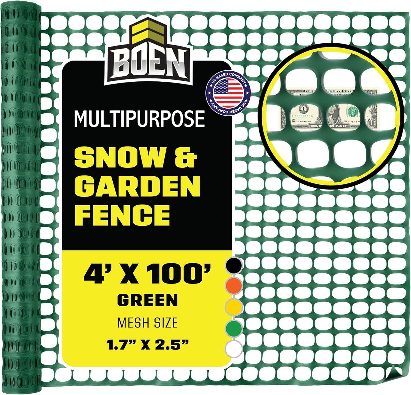 BOEN 4ft x 100ft Green Temporary Fencing for Safety and Versatility