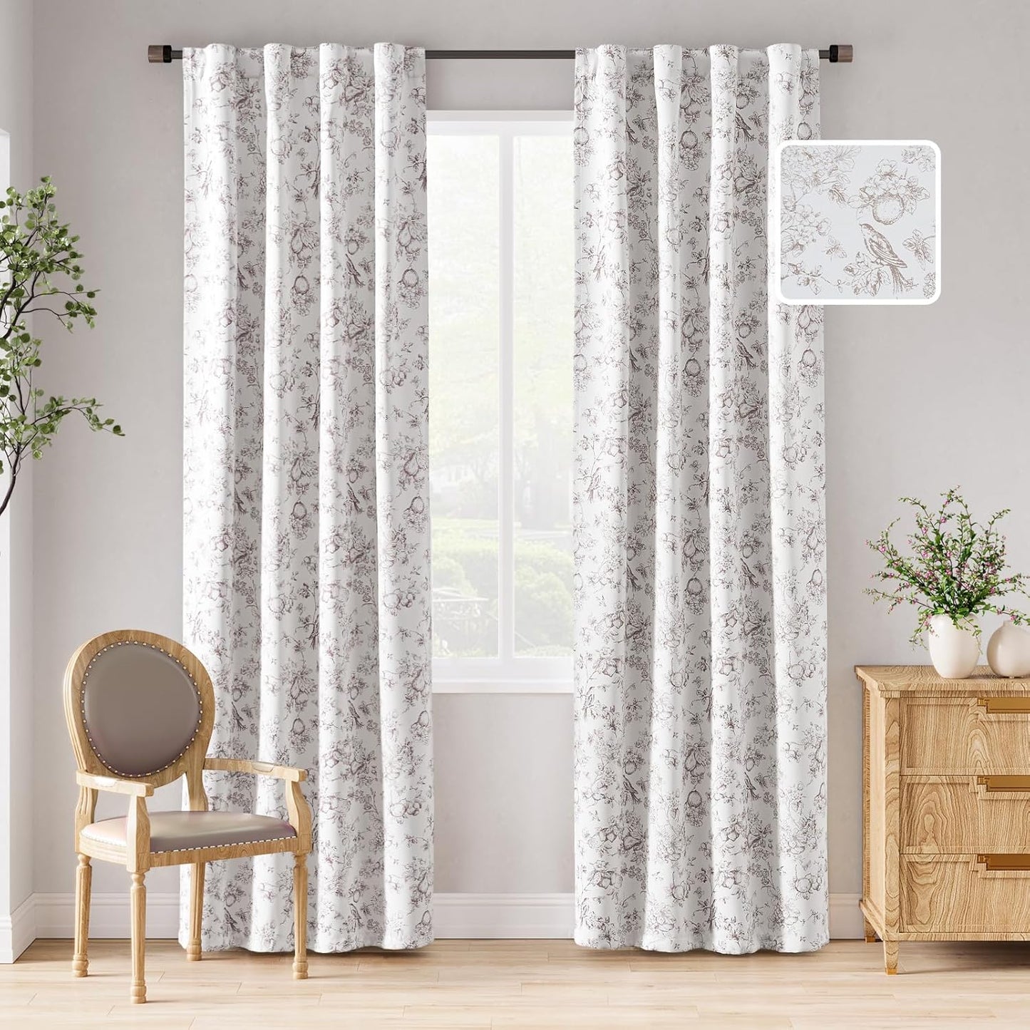 Blackout Floral Curtains 84 Inches Long for Cozy Bedrooms