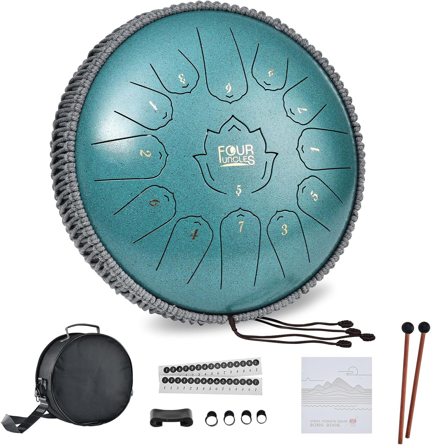 FOUR UNCLES Steel Tongue Drum 12 Inch for Meditation and Joy
