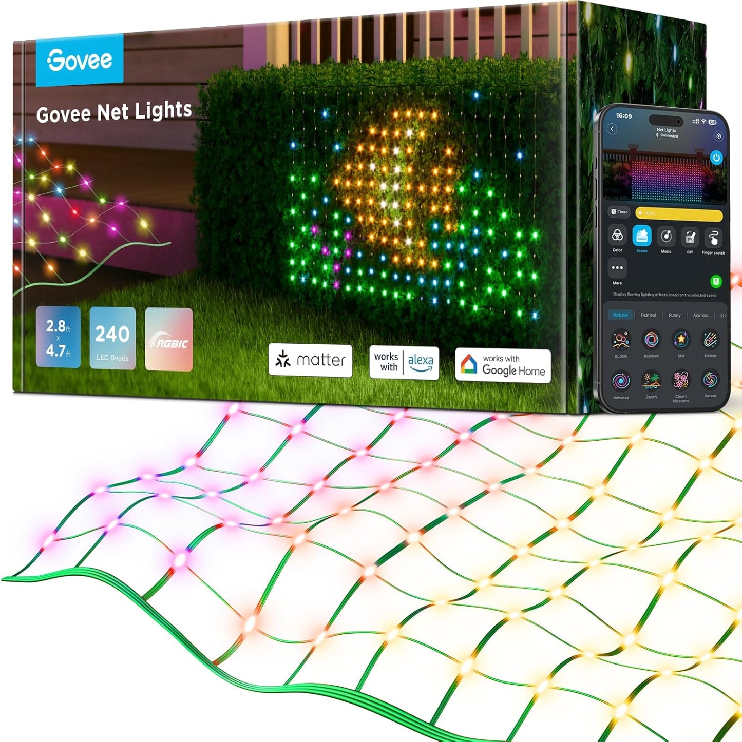 Govee Outdoor Net Lights with RGBIC and DIY Functions for Decor