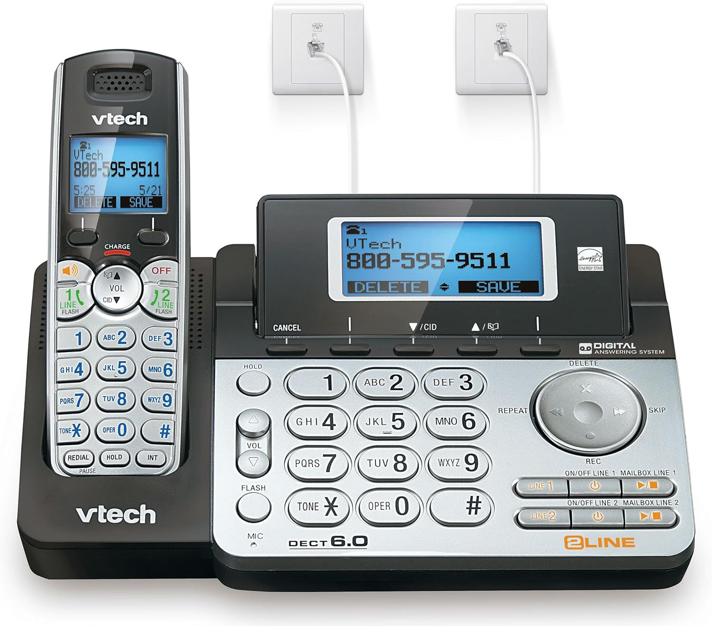 VTech 2-Line Cordless Phone with Answering System for Home