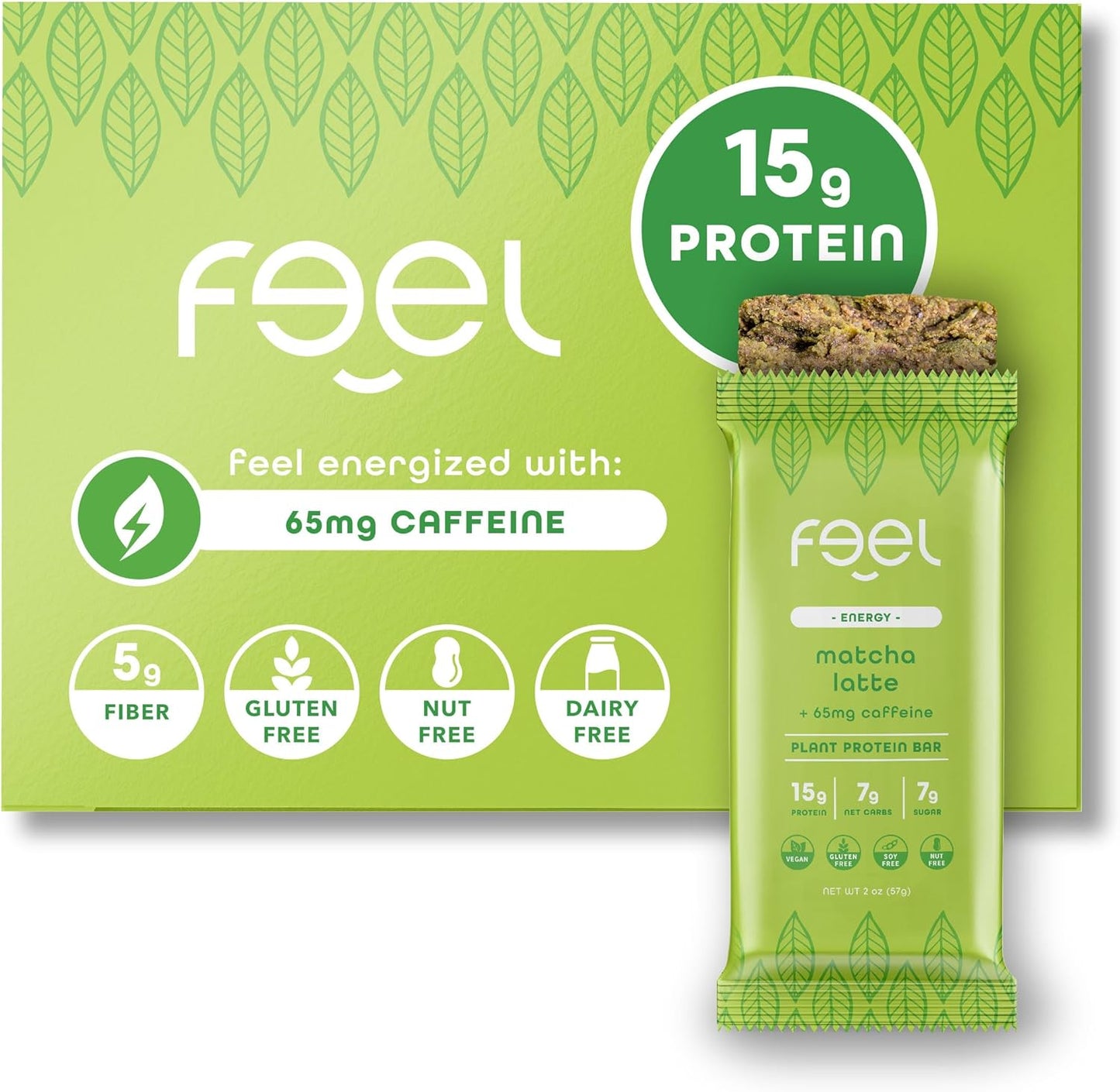 Feel Vegan Protein Bars with Matcha Latte - Keto & Gluten Free