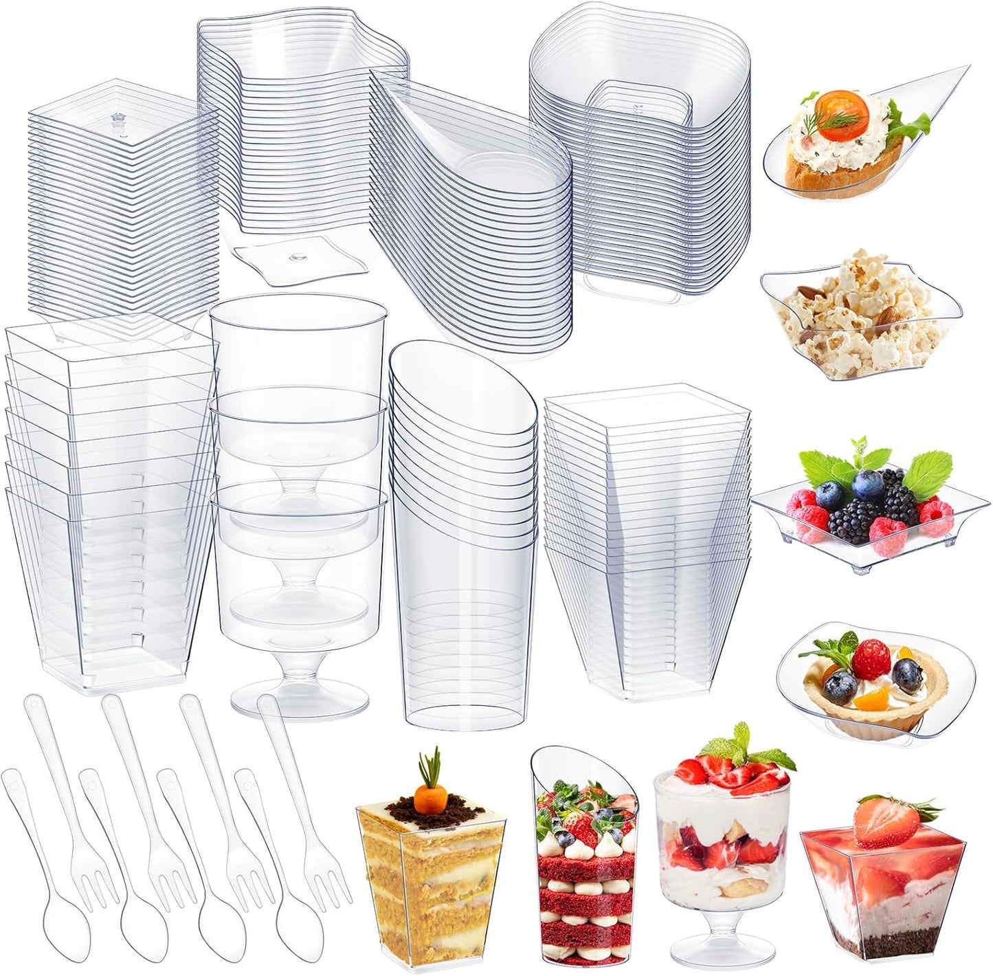 Tessco 400 Pcs Mini Appetizer Plates and Dessert Cups Set