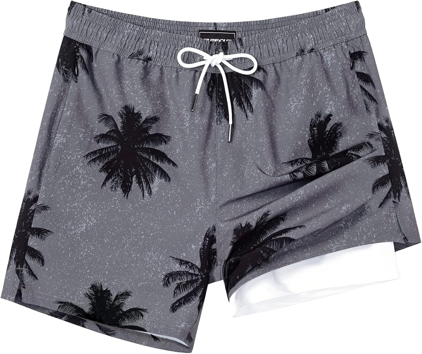 Quick Dry 5 Inch Swim Trunks with Compression Liner for Men