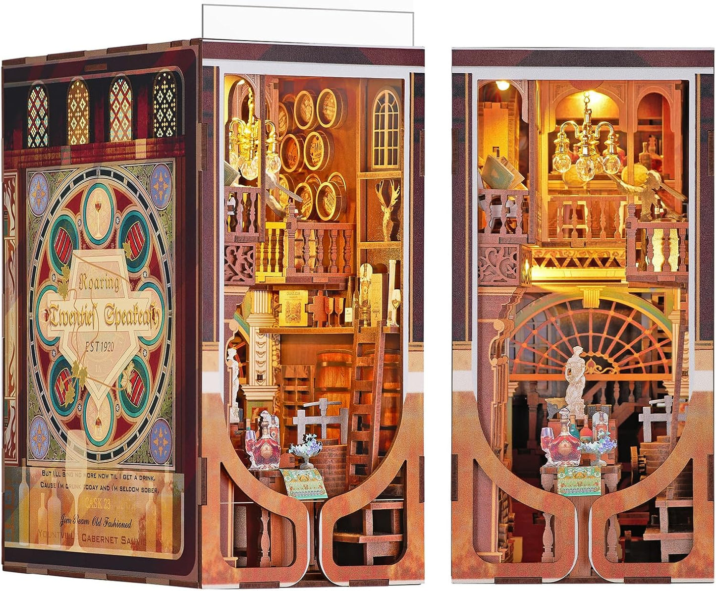DIY Miniature Dollhouse Book Nook Kit with LED Light Decor