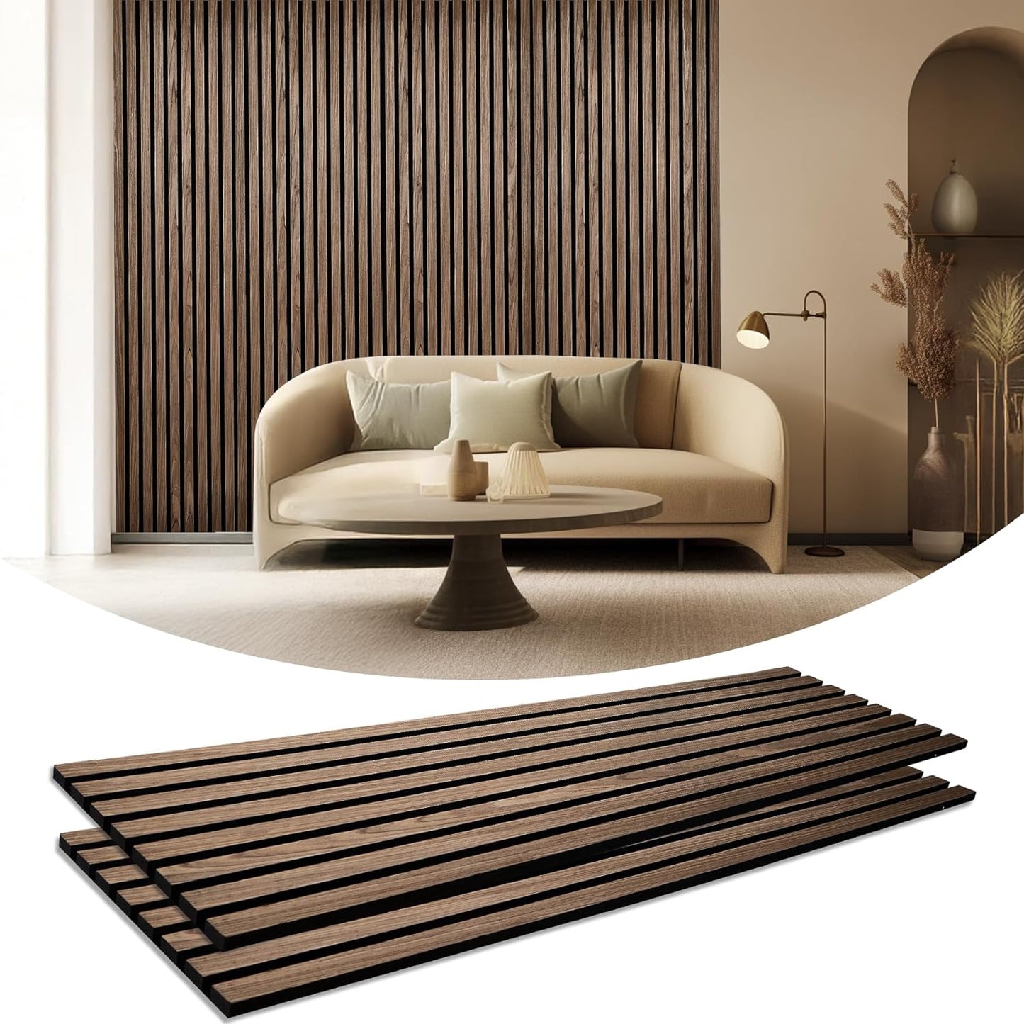 2 Pieces Wood Slat Wall Panels for Stylish Sound Absorption