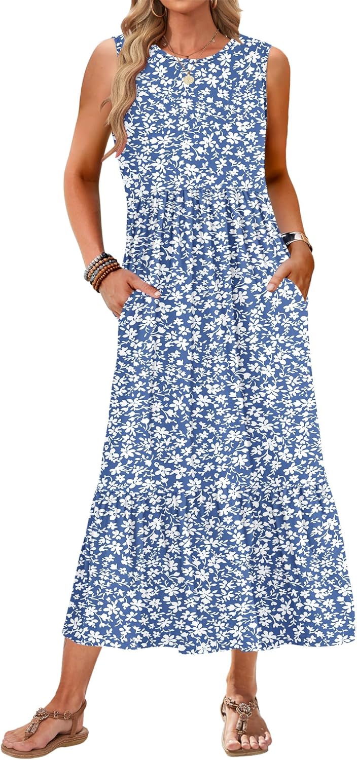 AUSELILY Womens Summer Dresses 2025 Casual Flowy Maxi Dress