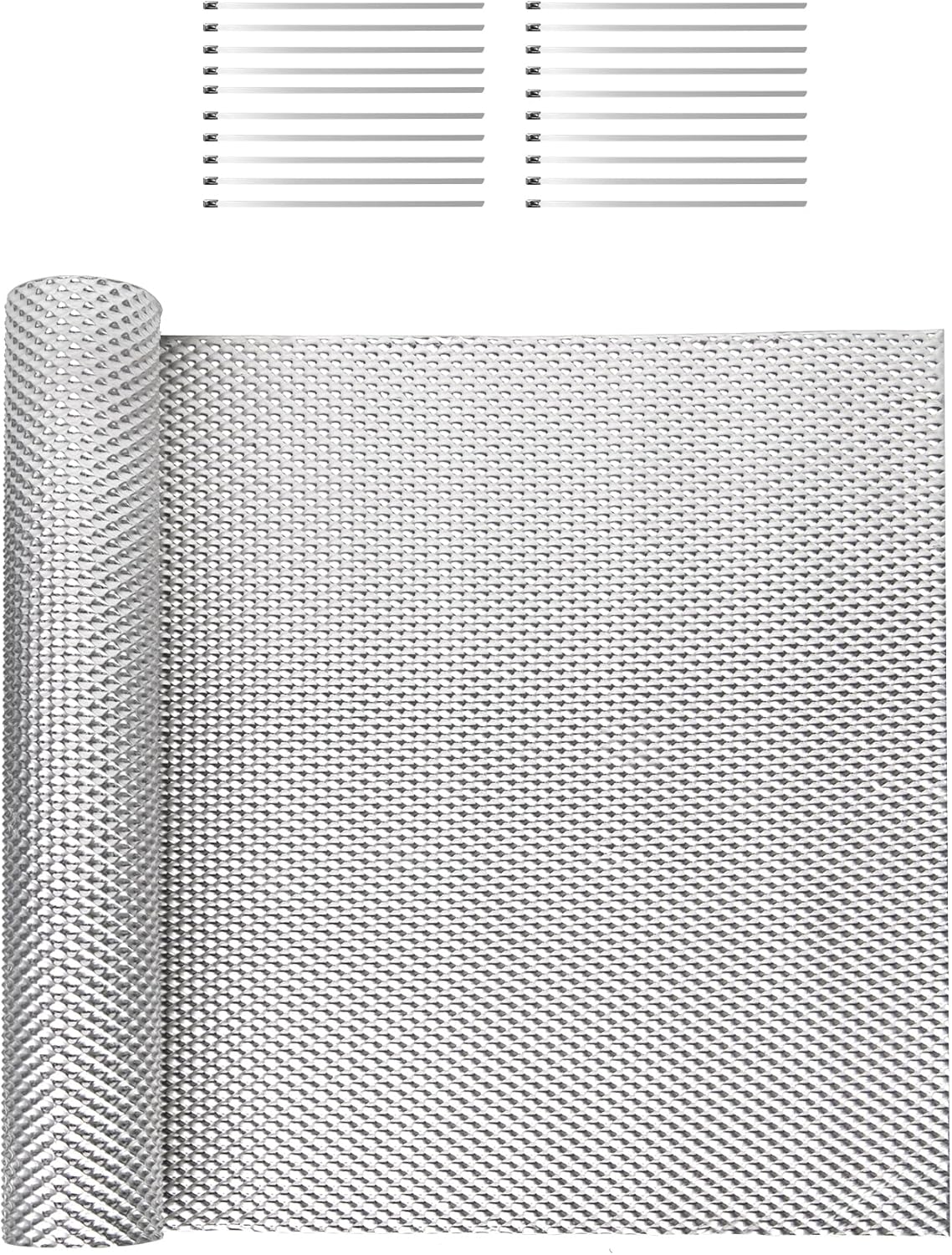 SINNSIDELIN 16x78.7 Aluminum Heat Shield Kit + 20 Metal Ties - Muffler Wrap Barrier
