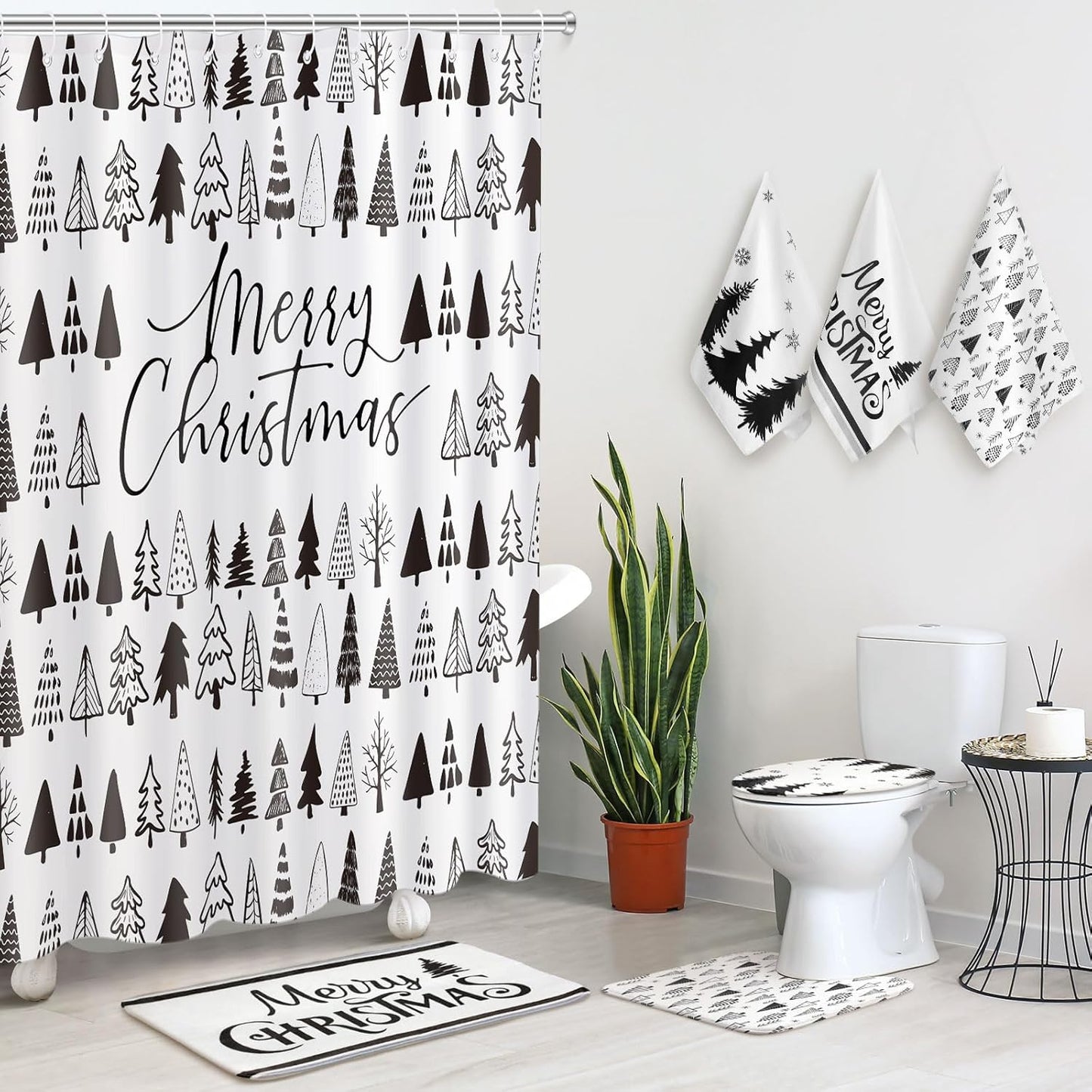 7-Piece Christmas Bathroom Set - Festive Holiday Decor