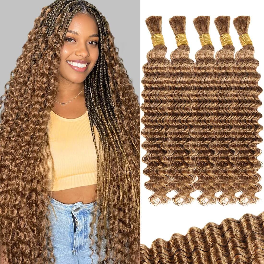 Honey Blonde Human Braiding Hair for Stunning Boho Braids