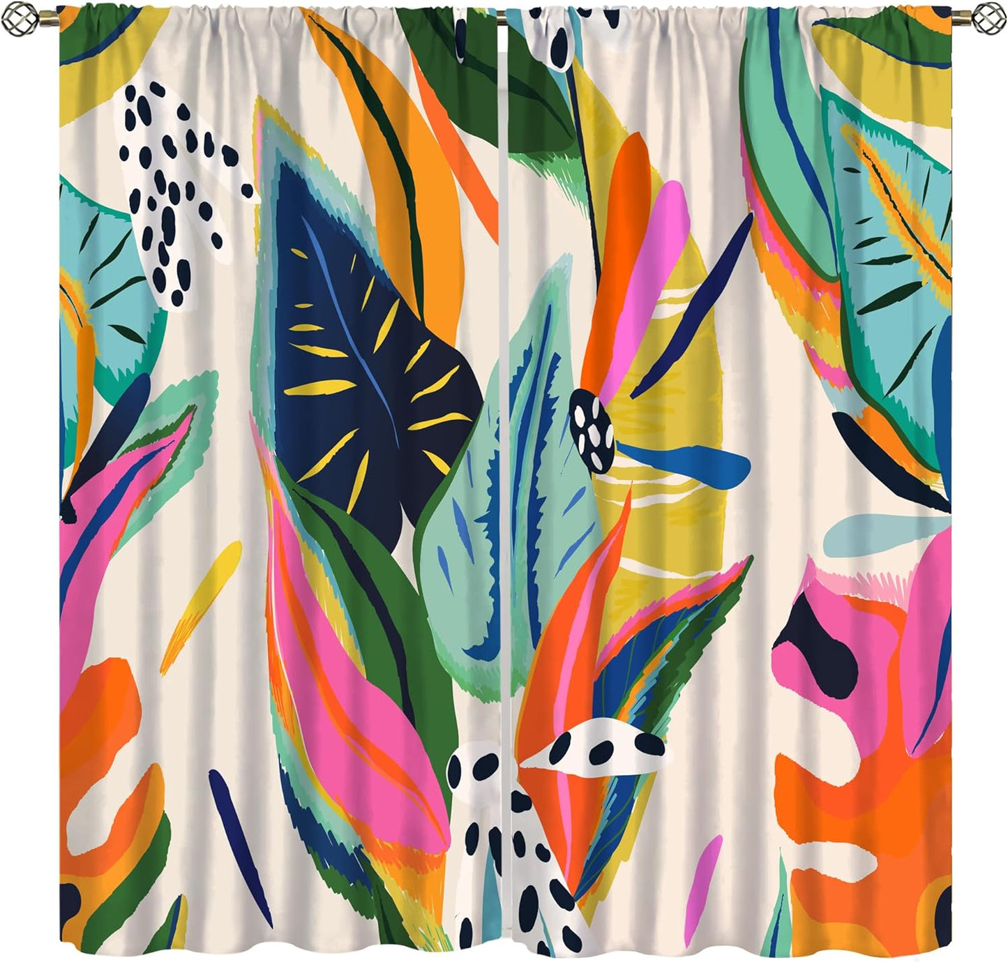 Vibrant Floral Print Window Curtains by Kurtect