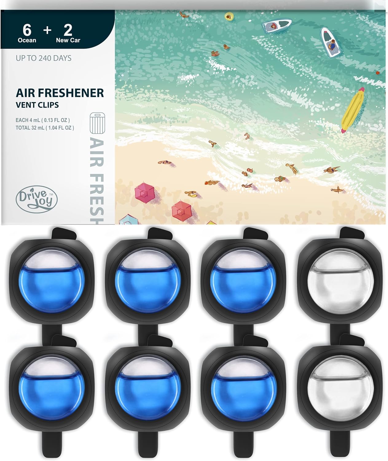 DRIVEJOY 8PK Ocean & New Car Vent Clips - 240 Days!