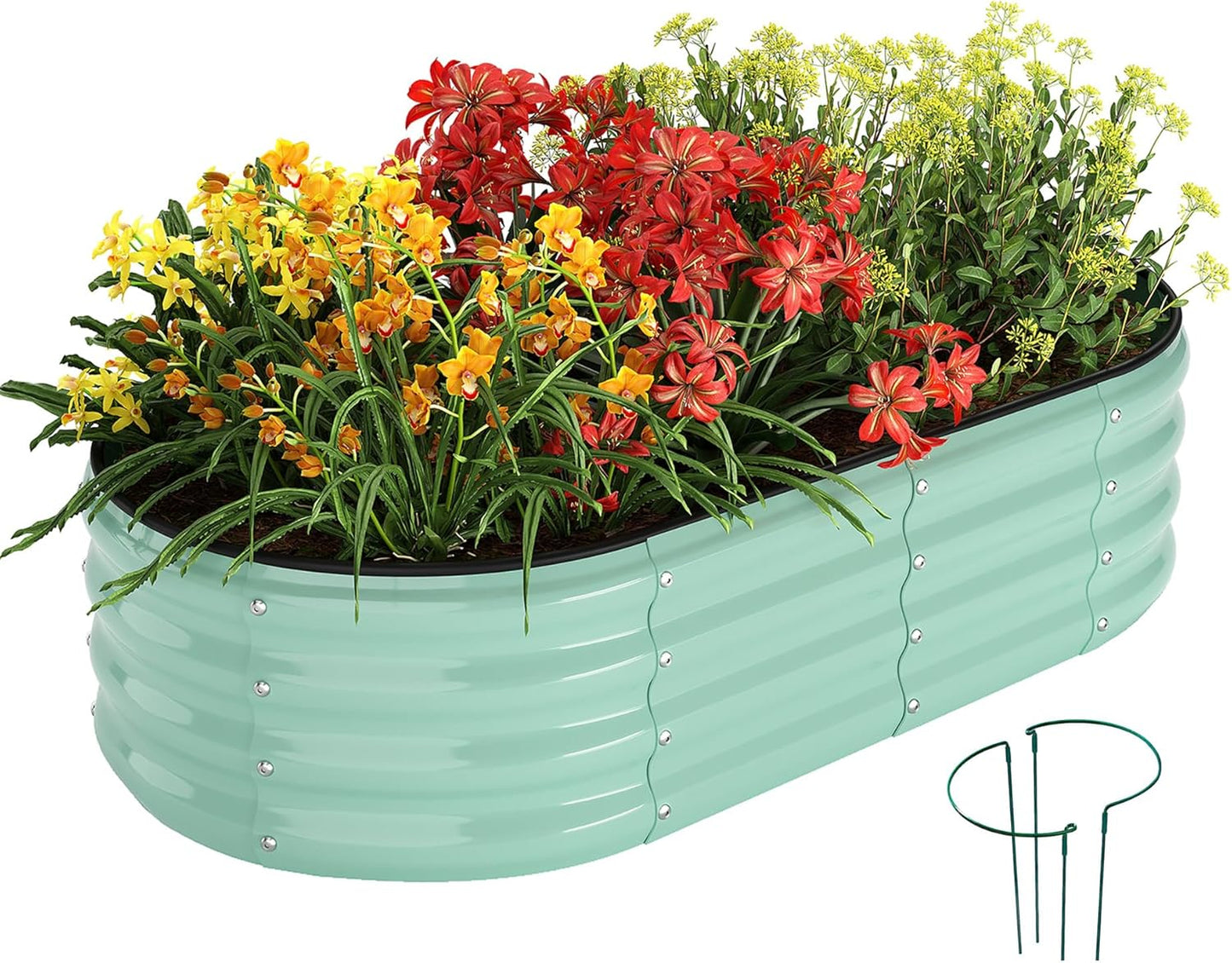 Galvanized Metal Planter Raised Garden Bed Kit for Outdoor Use
