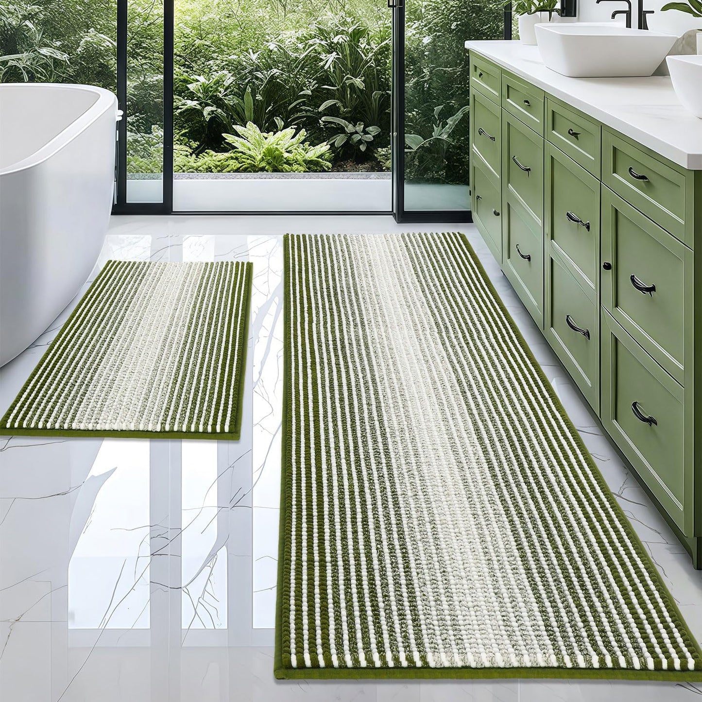Thick Absorbent Chenille Bath Mat Set for Ultimate Comfort