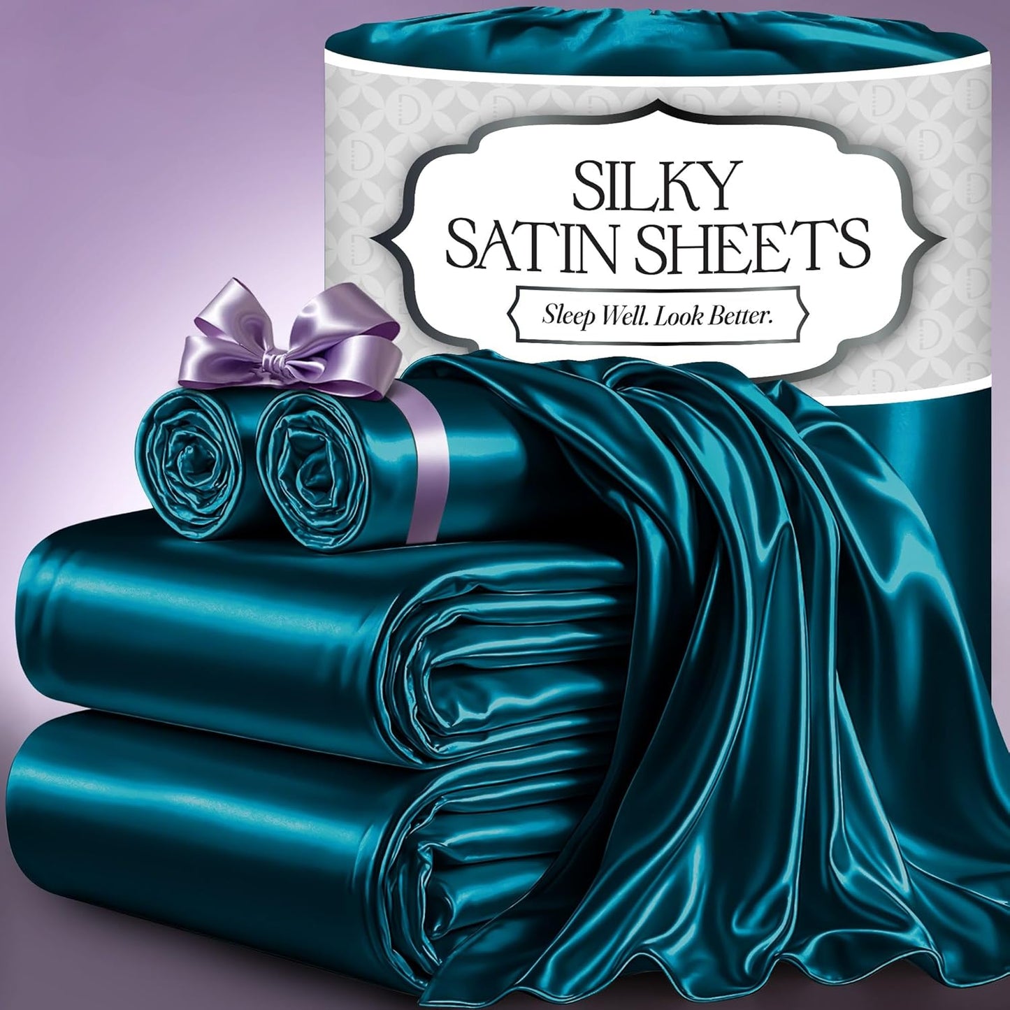 Satin Bed Sheets Set - Luxury Silky Full Size Bedding Comfort