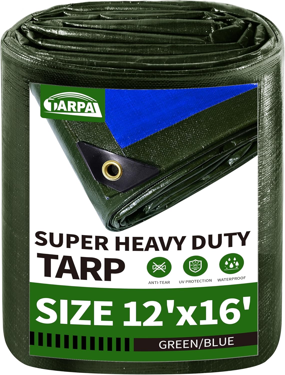 TARPAL 12x16 Heavy Duty Waterproof Tarp for All Weather Use