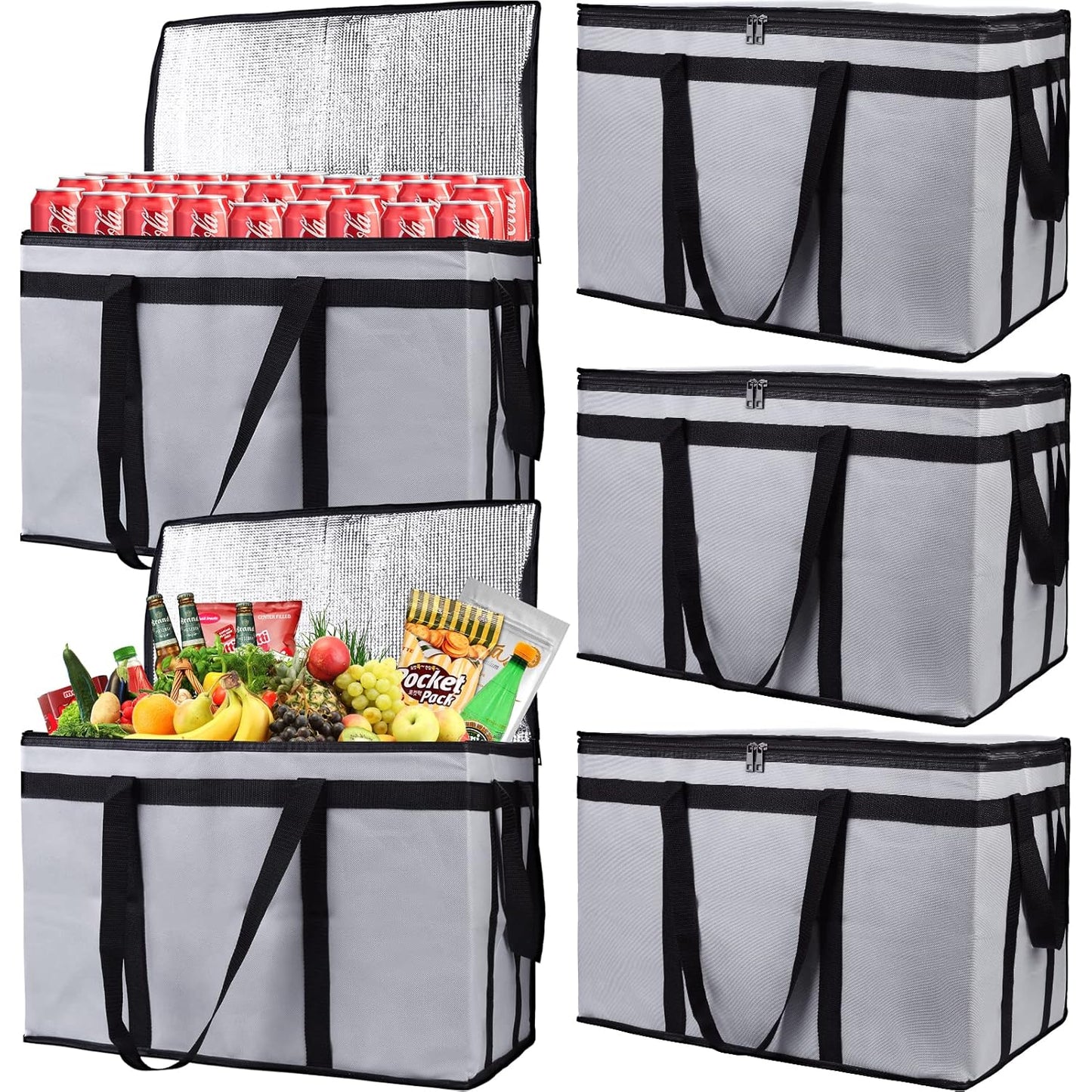 Bodaon 5-Pack Insulated Food Delivery Bag for Hot and Cold Meals