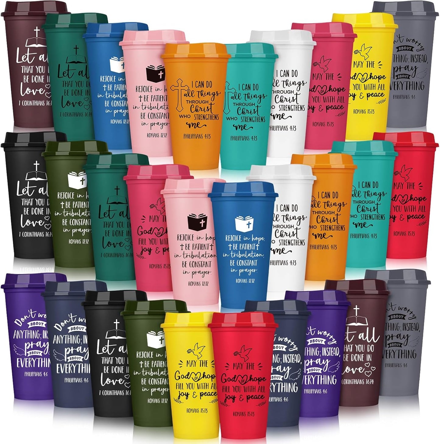 30 Pcs Reusable Christian Tumblers with Bible Verses for Gifts