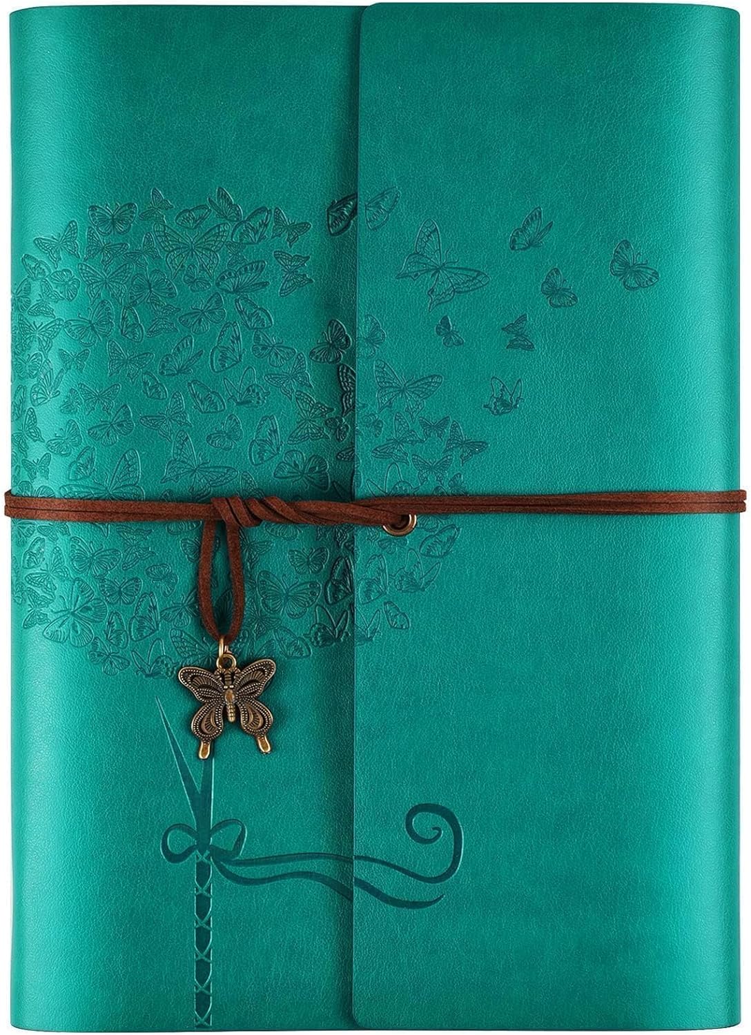 Refillable Blue Leather Journal for Women - A5 Size