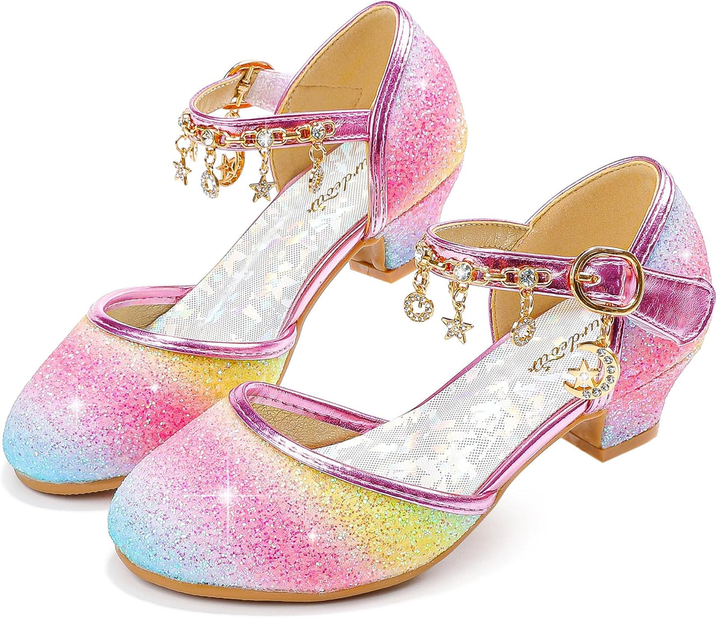 Furdeour Girls Dress Shoes with Crystal High Heels for Parties
