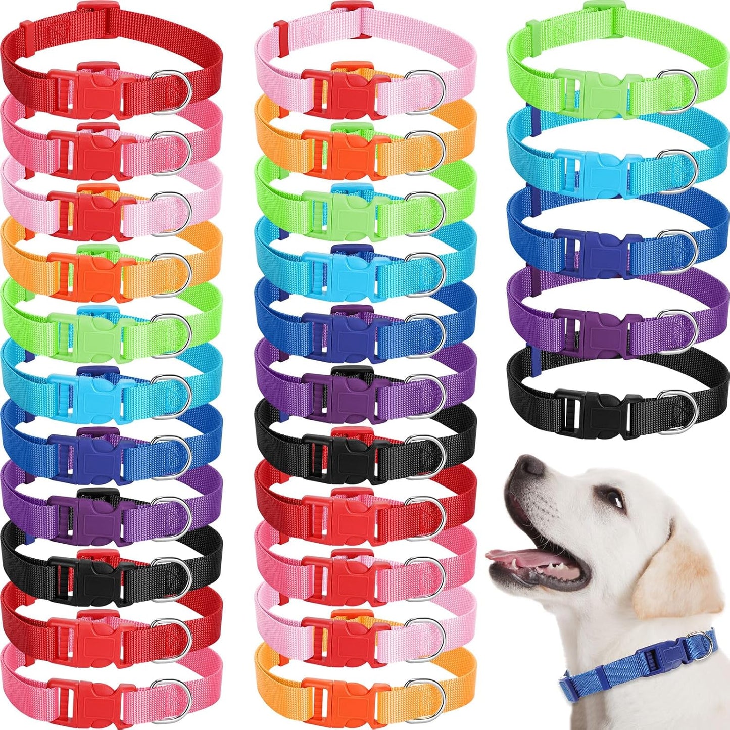 27 Pcs Adjustable Nylon Dog Collar Set for All Dog Sizes