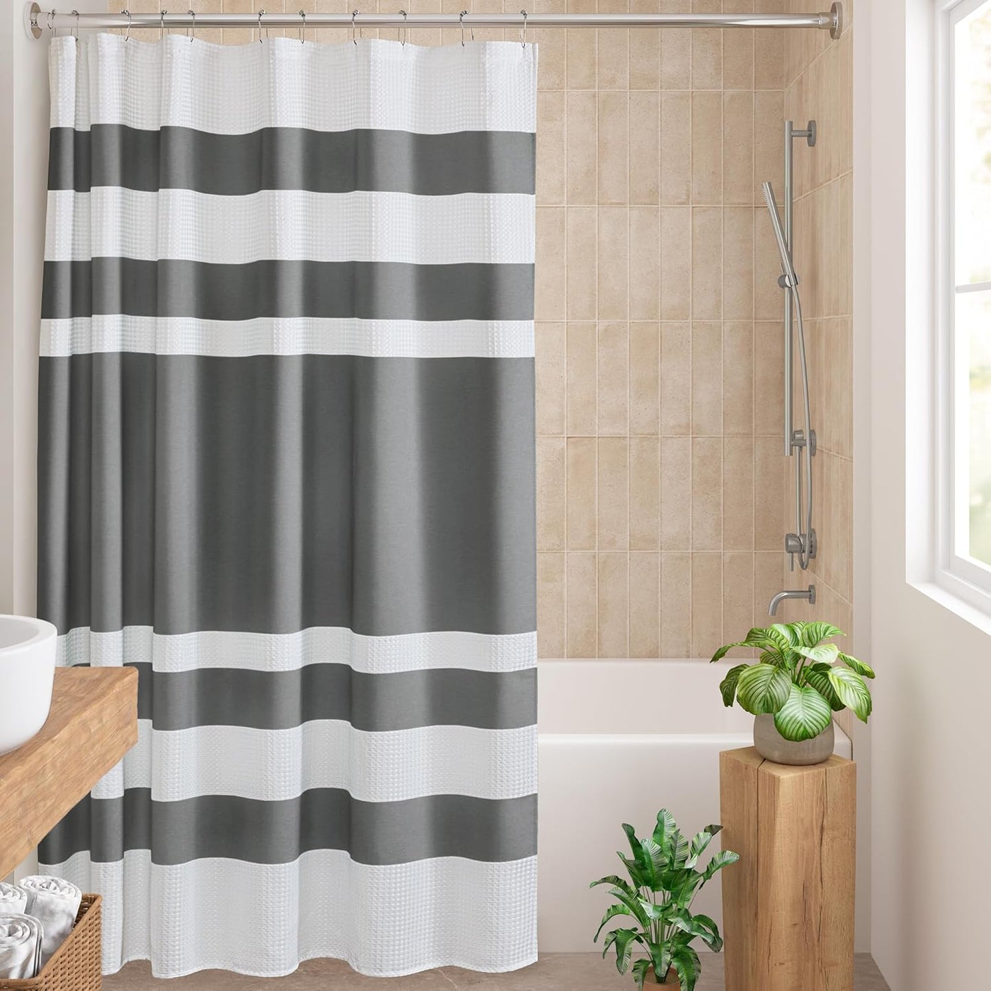 Madison Park Spa Waffle Shower Curtain for Modern Bathrooms
