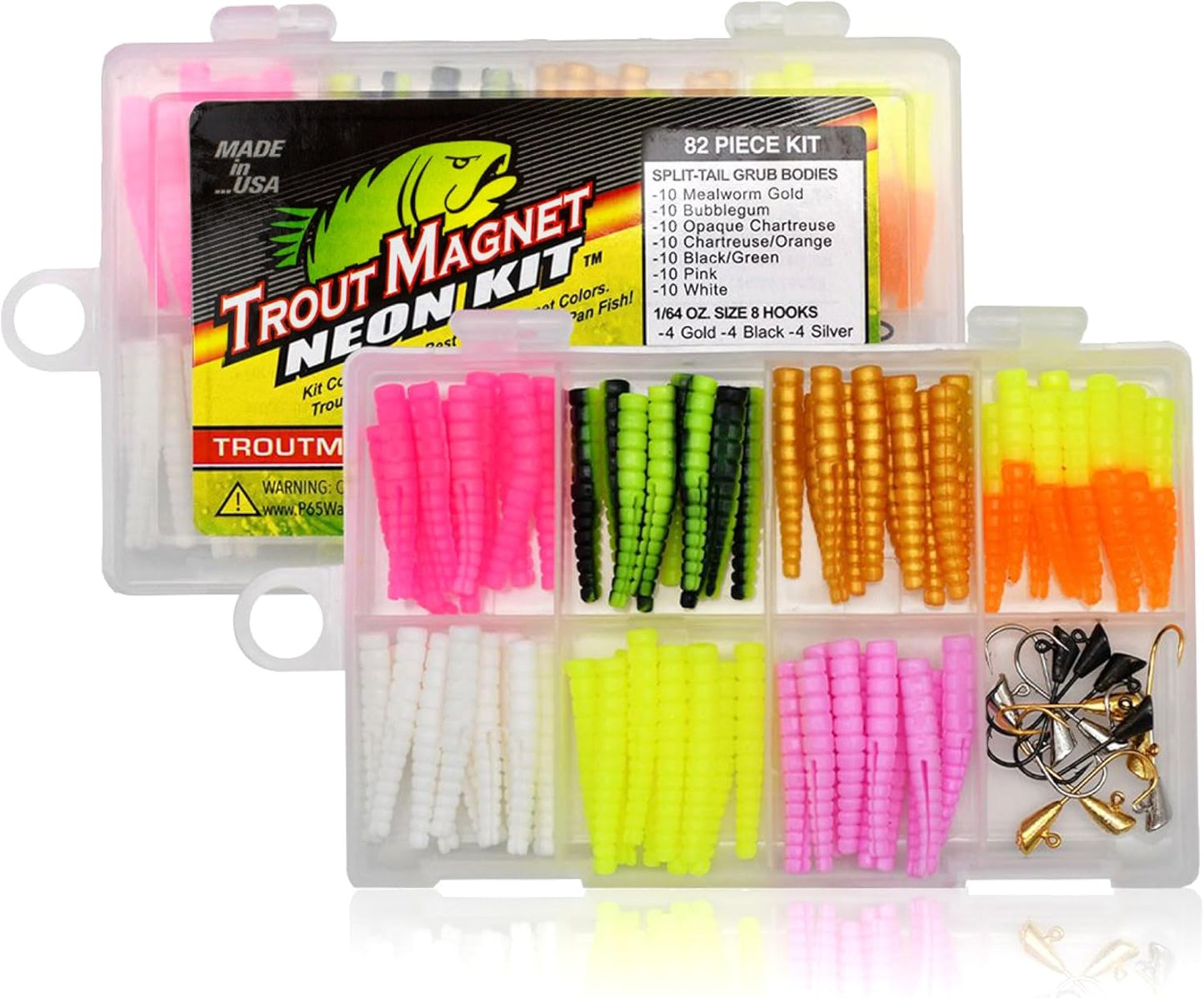 Neon Trout Fishing Kit - 82-Piece All-in-One Gear Set
