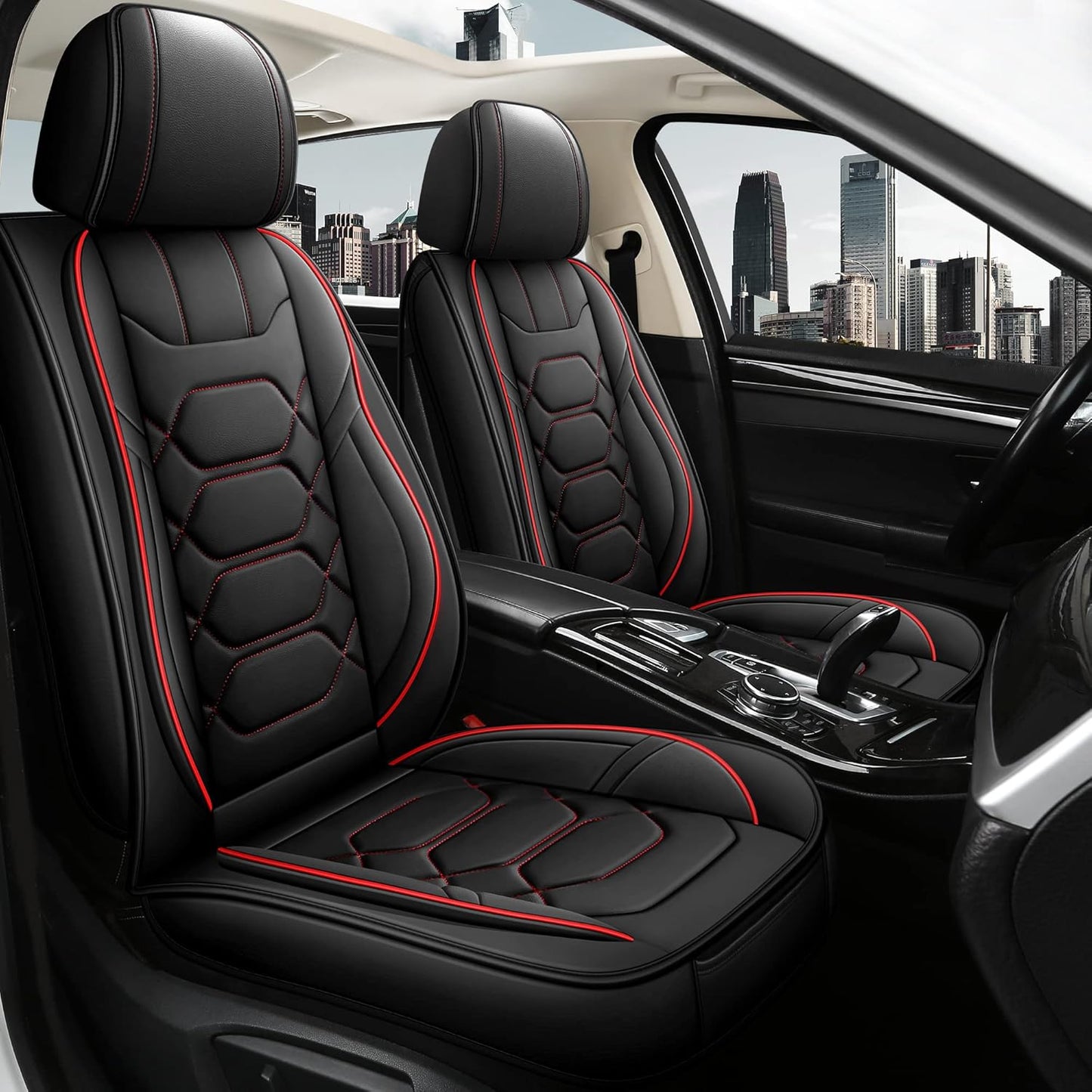 Pariitadin Leather Car Seat Covers Front Pair, Waterproof Faux Leather