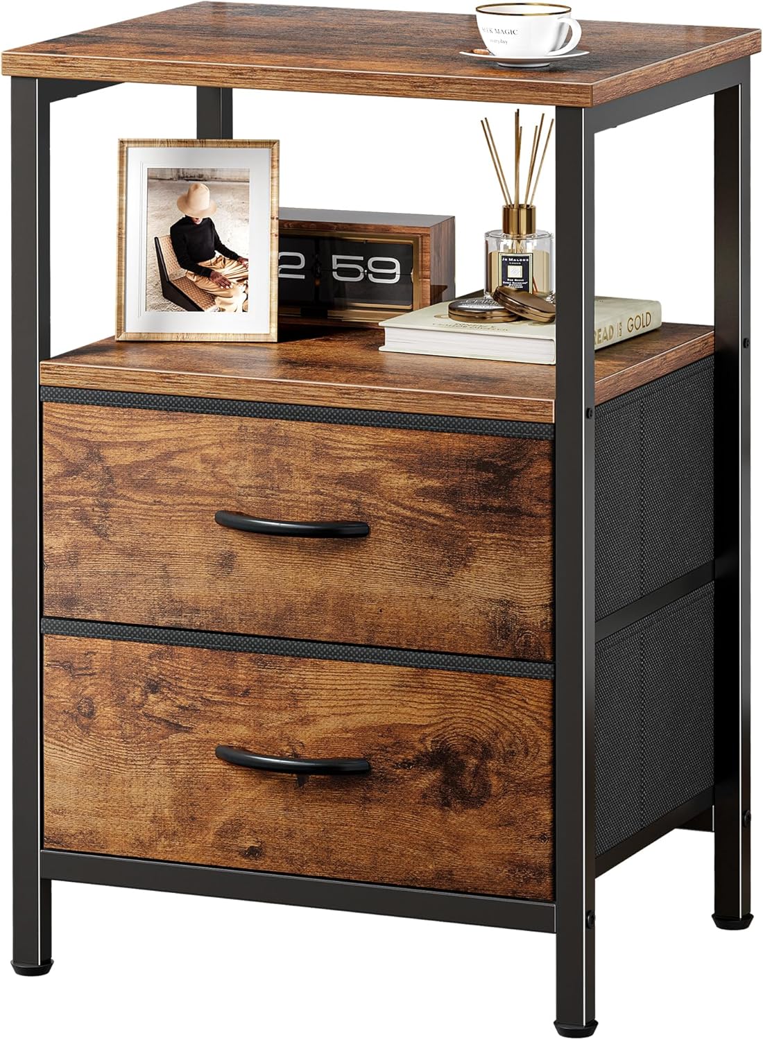 Huuger Night Stand with 2 Drawers for Small Spaces and Style