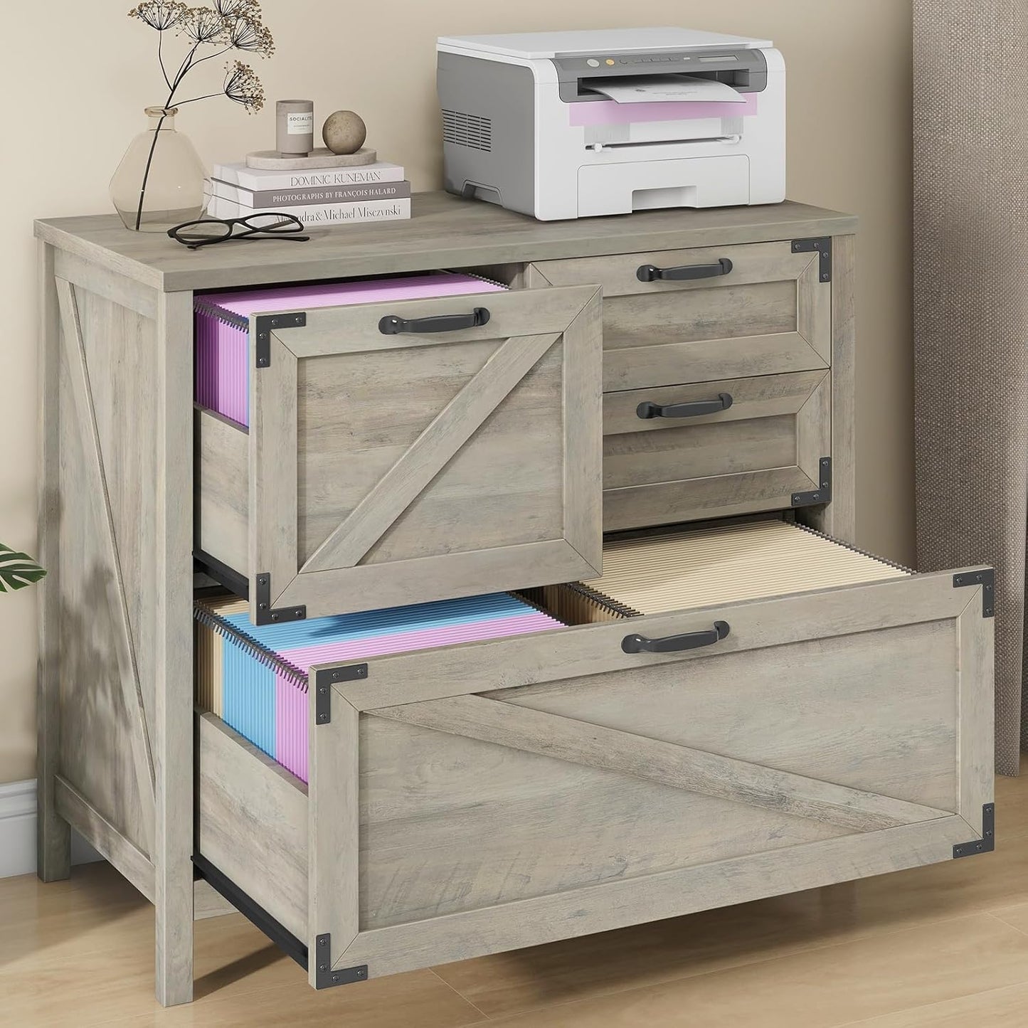 Lateral File Cabinet with 4 Drawers for Home Office Storage