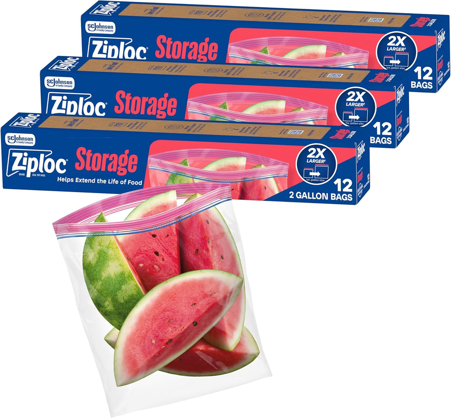 Ziploc 2 Gallon Food Storage Bags with Grip 'n Seal Technology