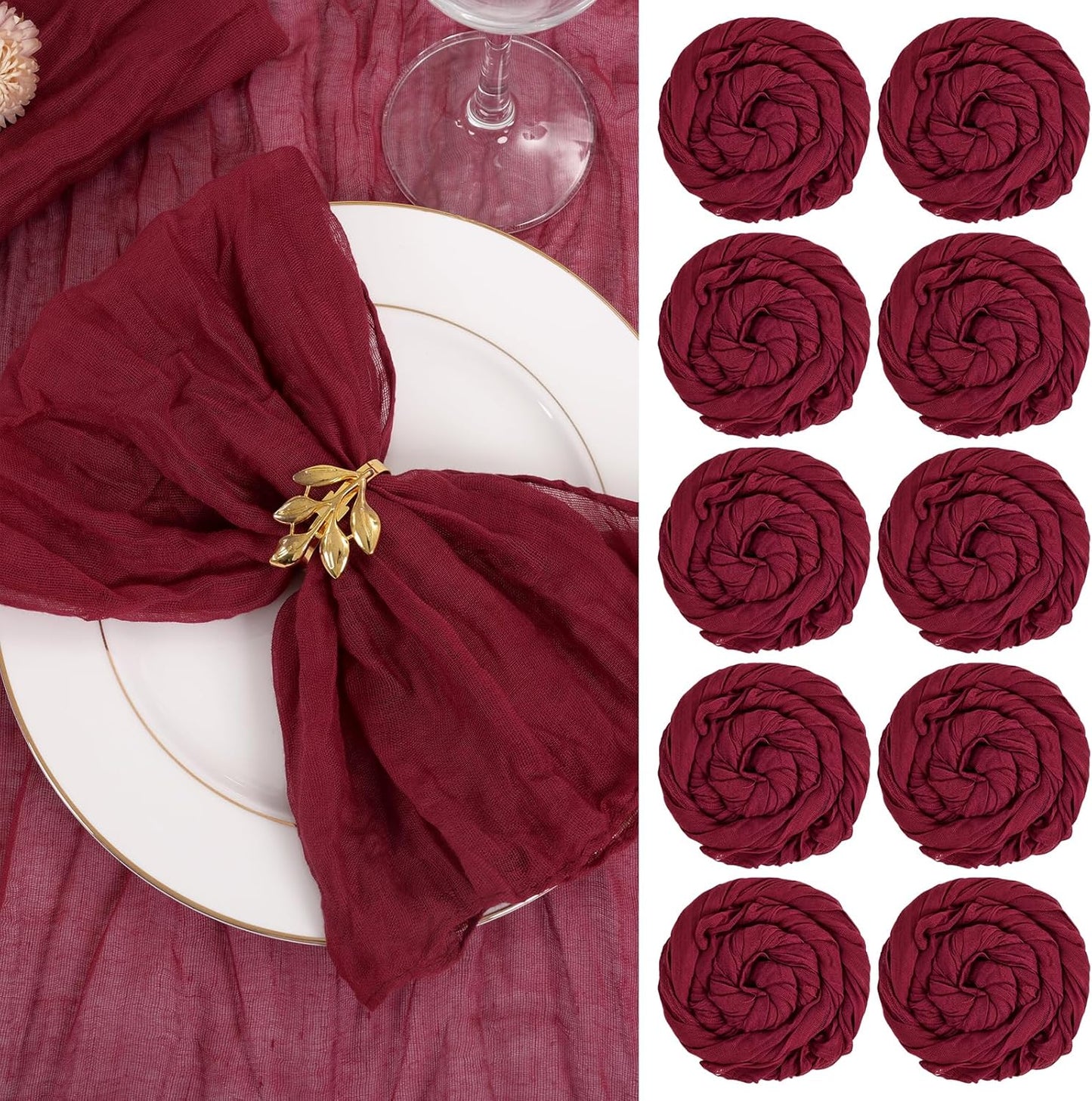 Gauze Cheesecloth Napkins 100 Pack for Rustic Weddings and Parties