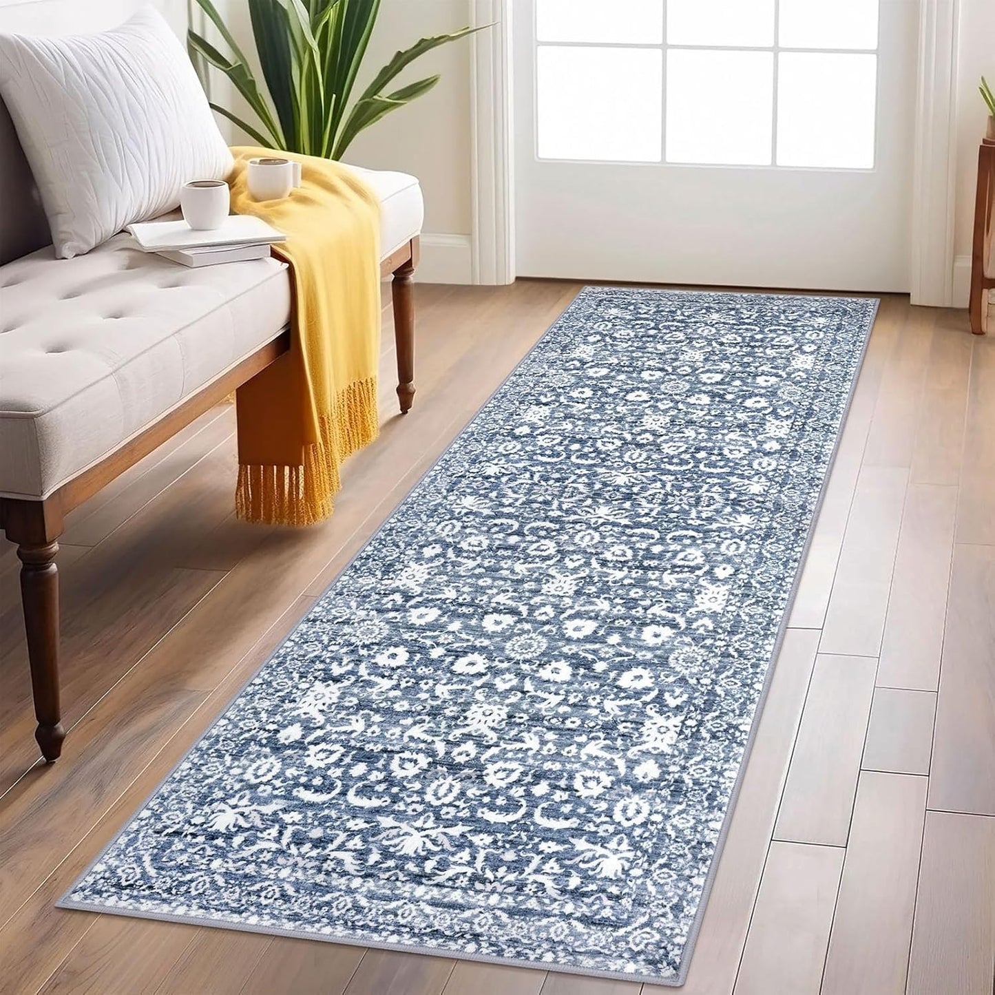 Vintage Floral 2x6 Runner Rug for Kitchen and Hallway Use