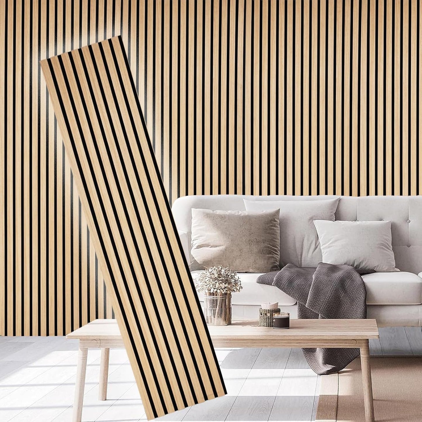 2 Piece Wood Slat Acoustic Panels for Stylish Noise Reduction