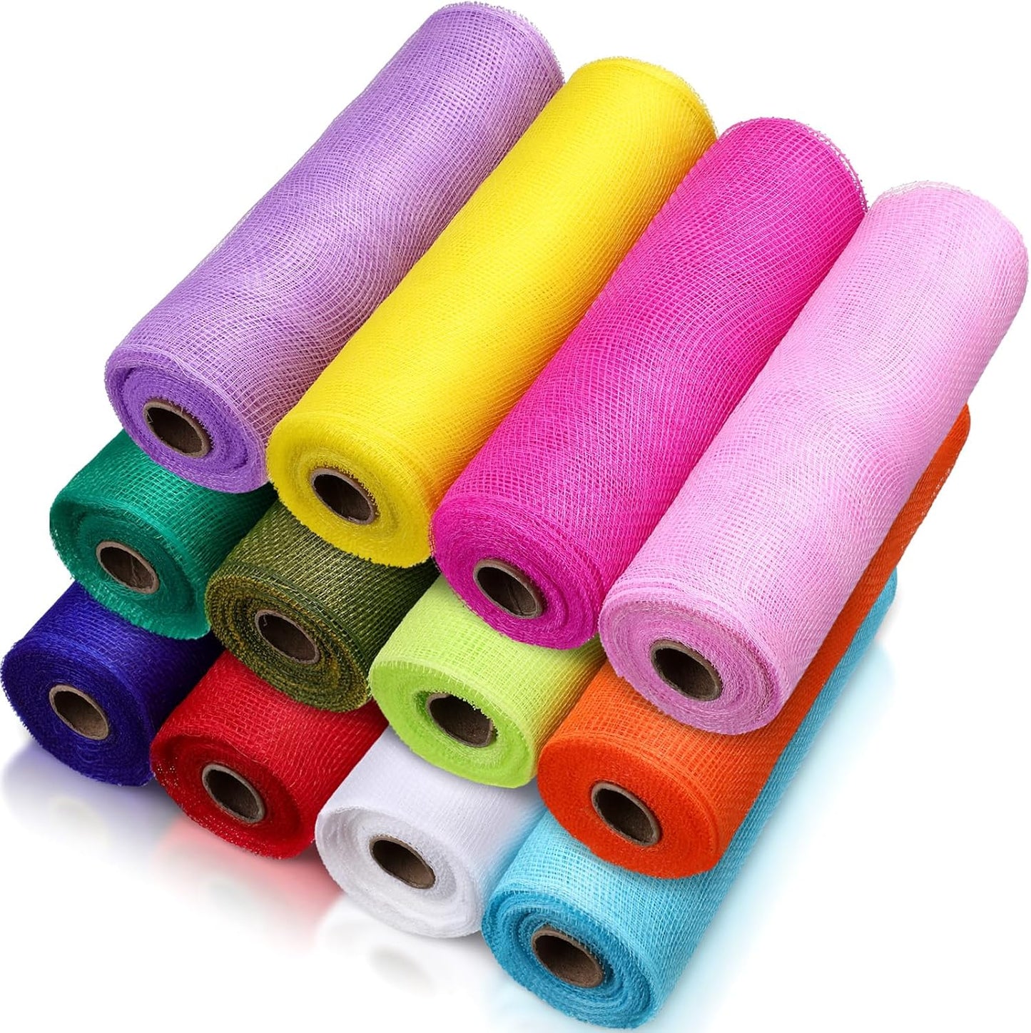 Timgle 12 Rolls 10 Inch Deco Mesh Ribbons for Crafting Projects