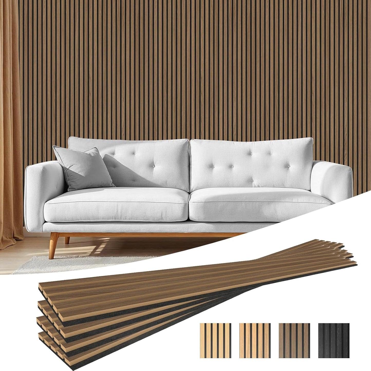 4-Piece Acoustic Wood Wall Panels for Soundproofing and Decor