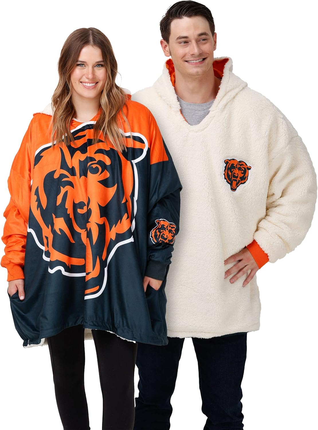 NFL Team Logo Reversible Oversized Sherpa Hoodie Sweatshirt