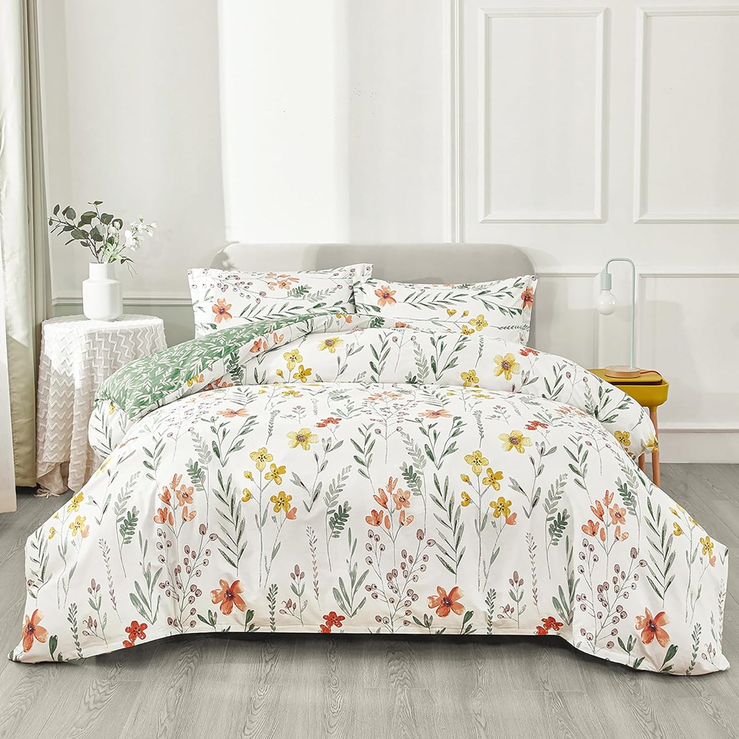 OAITE Duvet Cover Set - 100% Cotton Floral Comforter Cover
