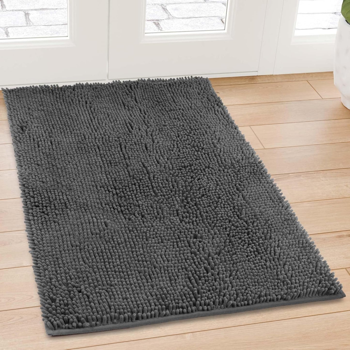 Chenille Absorbent Front Door Mat for Muddy Paws and Dirt