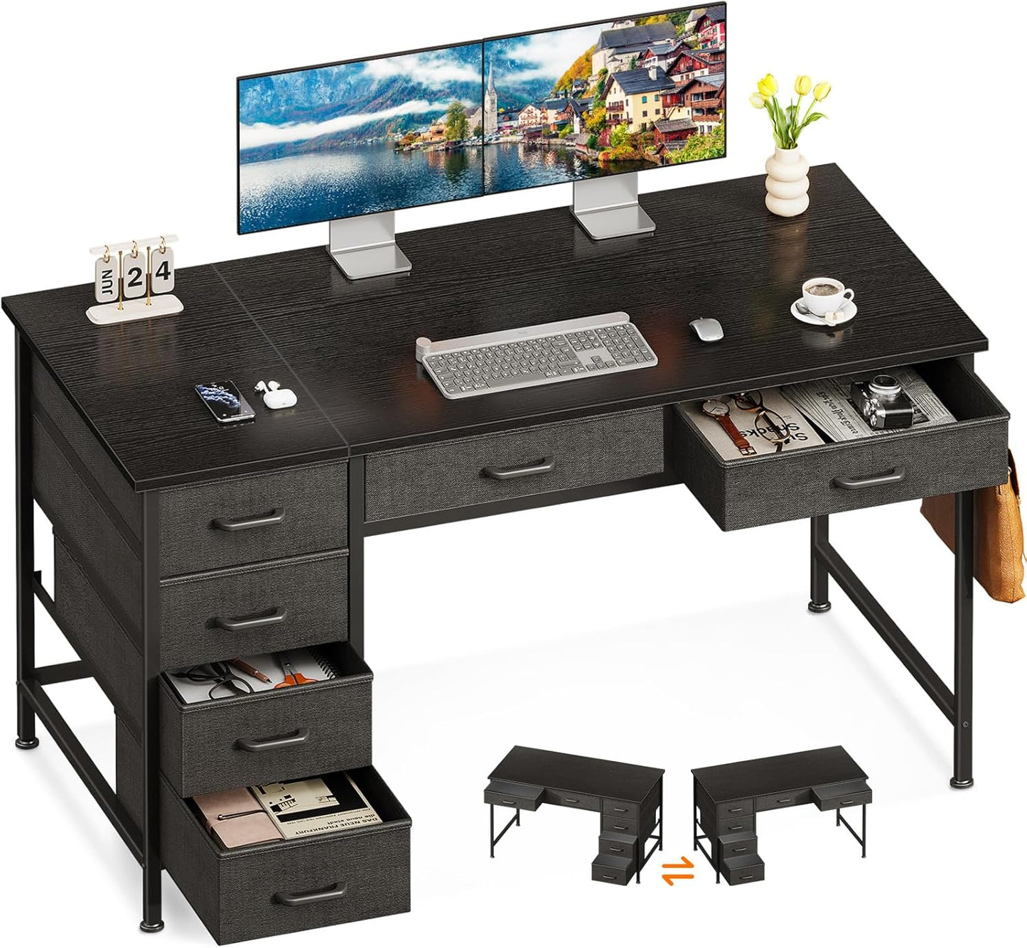 ODK 48 Reversible Desk: Organized Storage