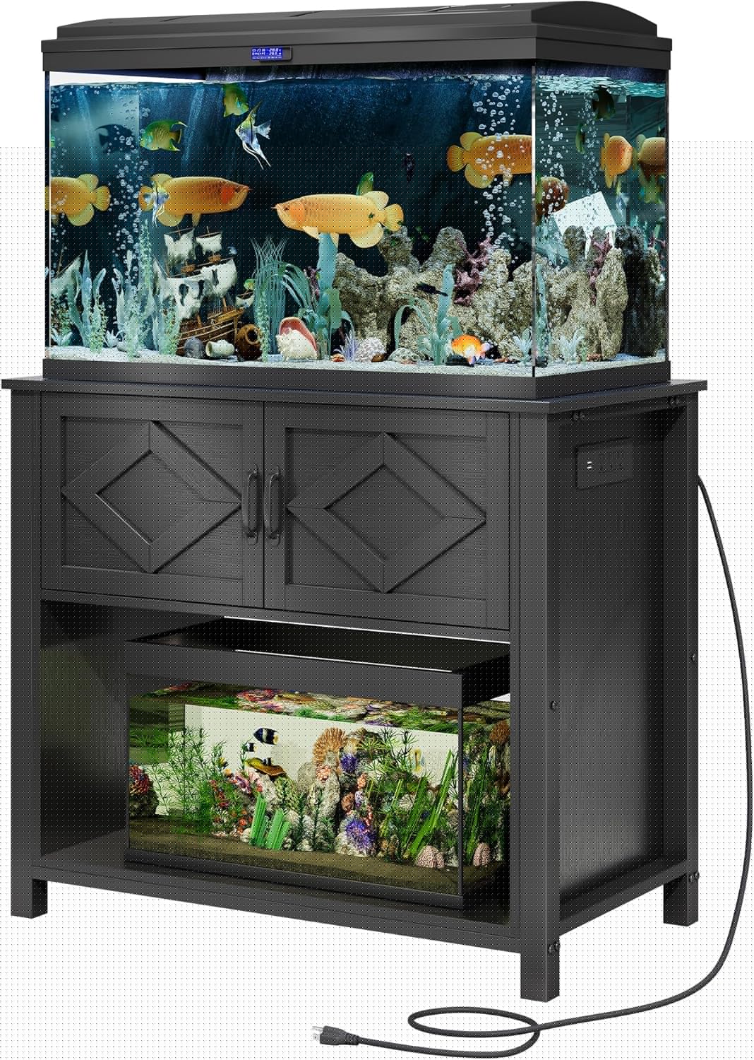 40-50 Gallon Fish Tank Stand with Power Outlets and Cabinet